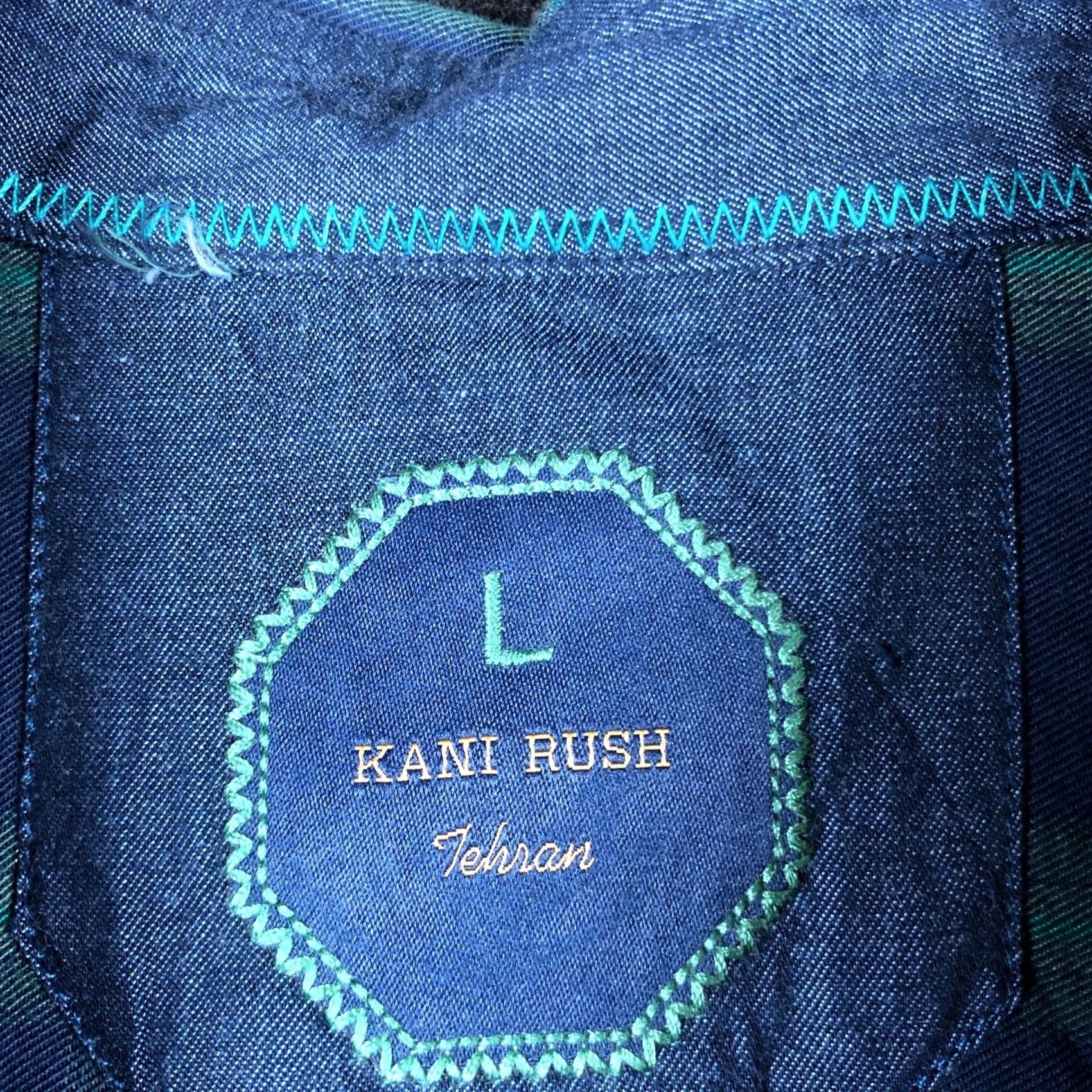 Vintage Kani Rush Mens Shirt Blue Green Plaid Button-Down 100% Cotton Long Sleeve Large L Regular Mens Size US L / EU 52-54 / 3 - 6 Thumbnail