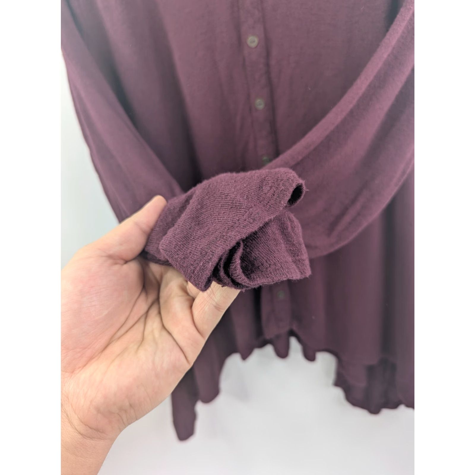 Vintage Knox Rose Blouse Shirt Women L Plum Burgundy Crochet Peasant Long Sleeve Button Knit Rayon Cotton Nylon Boho Fall Spring Winter Size L / US 10 / IT 46 - 2 Thumbnail