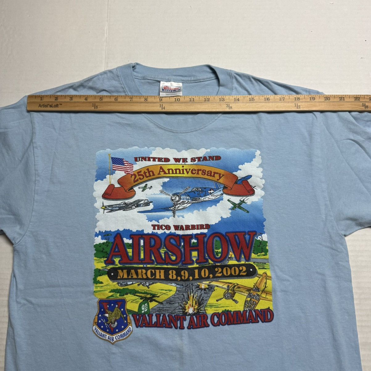 Hanes Vintage 2002 Tico Warbird Airshow Tee - Valiant Air Command Size US L / EU 52-54 / 3 - 7 Thumbnail