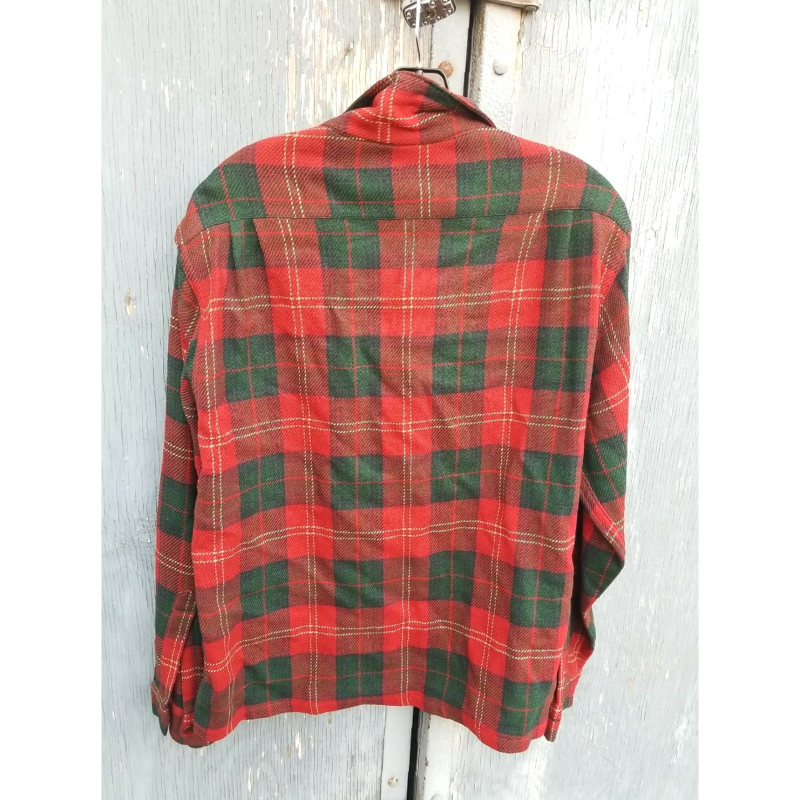 Vintage VINTAGE Tru Val Plaid Flannel Shirt Wool Rayon Button-Front Medium Red Rockabilly 1950s Mens Size US M / EU 48-50 / 2 - 3 Thumbnail
