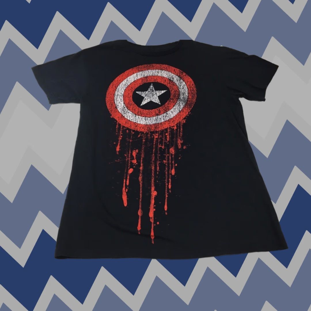 Vintage Captain America Shield T Shirt Sz S Marvel - Black Tee - Dripping Logo - EUC - Men - Graphic Tee - Short Sleeve - Size S - Cap America - Marvel USA Size US S / EU 44-46 / 1 - 1 Thumbnail