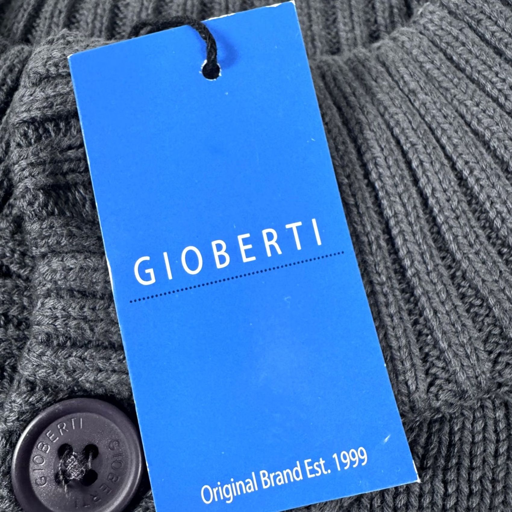 Vintage VINTAGE Gioberti Mens Sweater Knit Cable Mock Neck Three-Button Charcoal Gray L Pullover Shirt Size US L / EU 52-54 / 3 - 7 Thumbnail