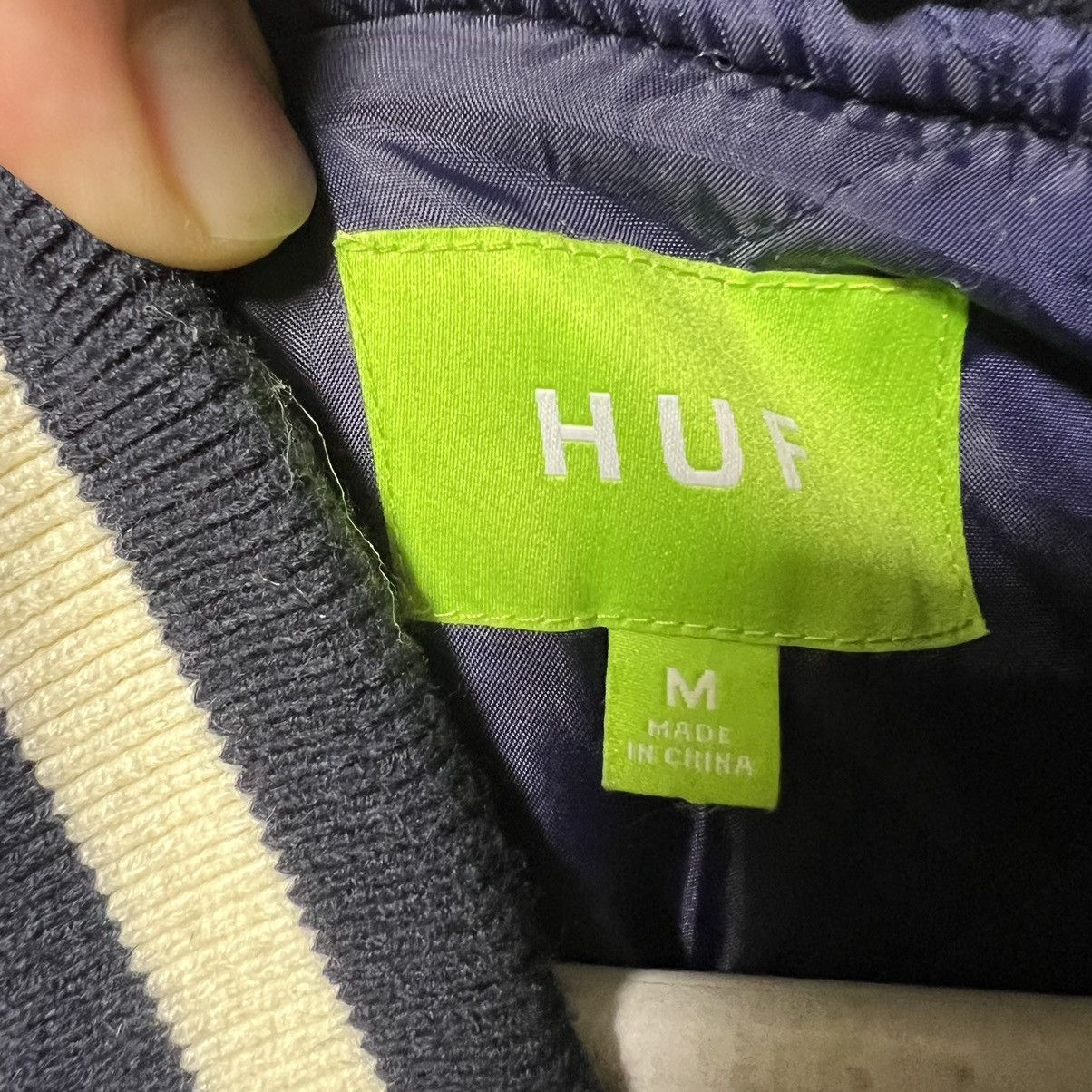 Huf HUF 20 Year Classic H Varsity Bomber Jacket Mens Medium Blue Size US M / EU 48-50 / 2 - 6 Thumbnail