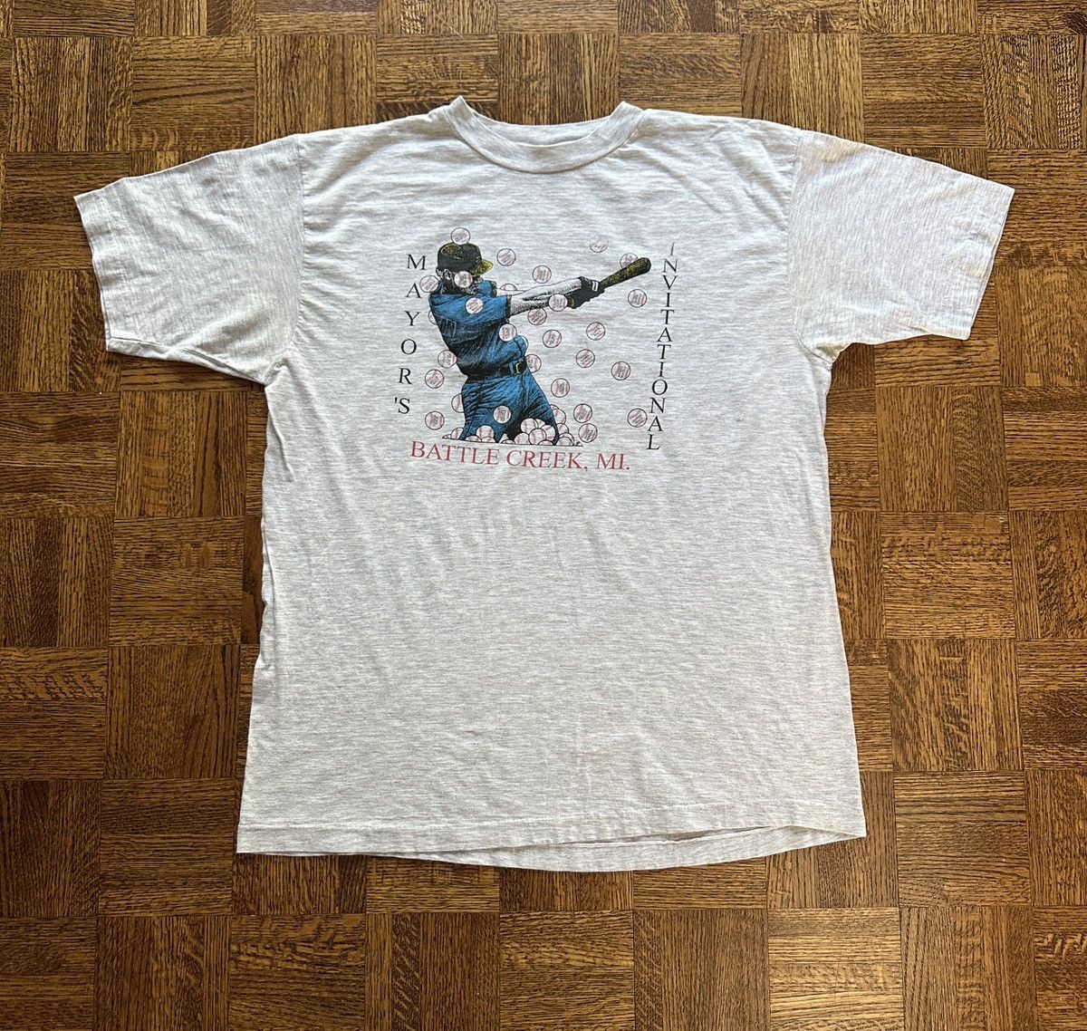 Vintage Vintage 90s Mayors Invitational Baseball Tournament Tee Size US L / EU 52-54 / 3 - 1 Thumbnail
