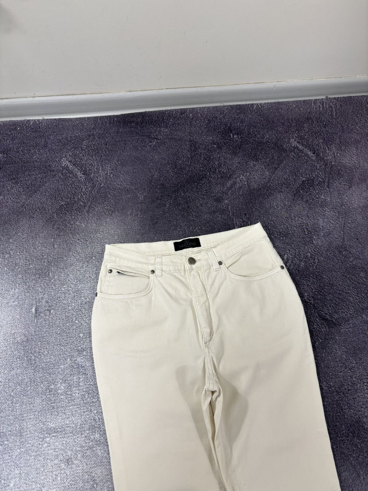 Valentino Vintage Valentino Women’s Beige Slim Fit Luxury Cotton Pants Size 31" - 5 Thumbnail