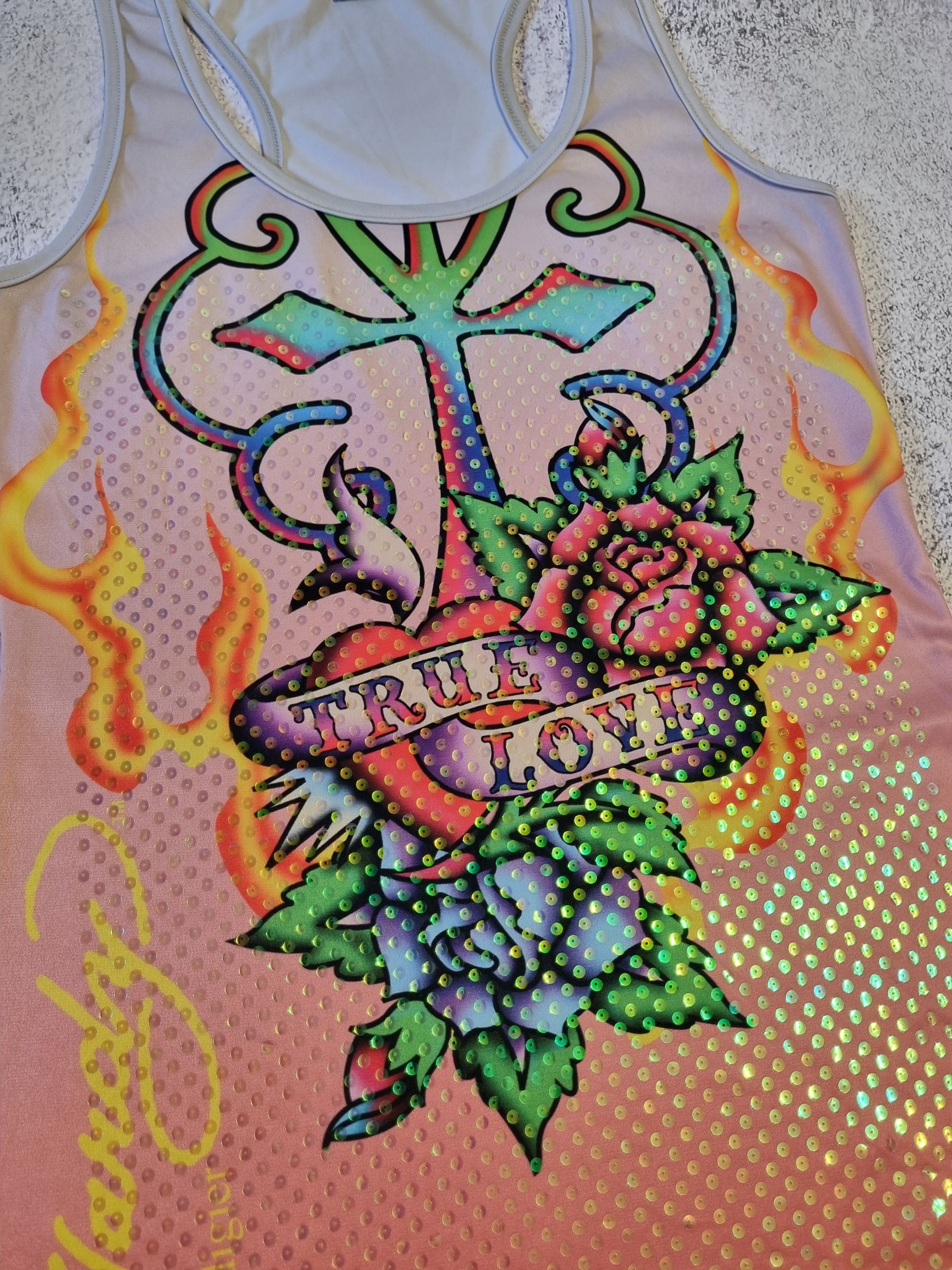 Christian Audigier × Ed Hardy × Vintage Vintage Ed Hardy True Love Y2K Mini Dress Size S / US 4 / IT 40 - 4 Thumbnail