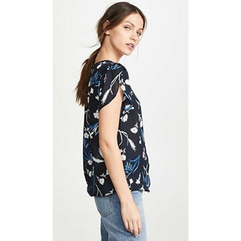 Joie Joie Wira 100% Silk Blue Floral Tulip Sleeve Top Medium Size M / US 6-8 / IT 42-44 - 8 Thumbnail