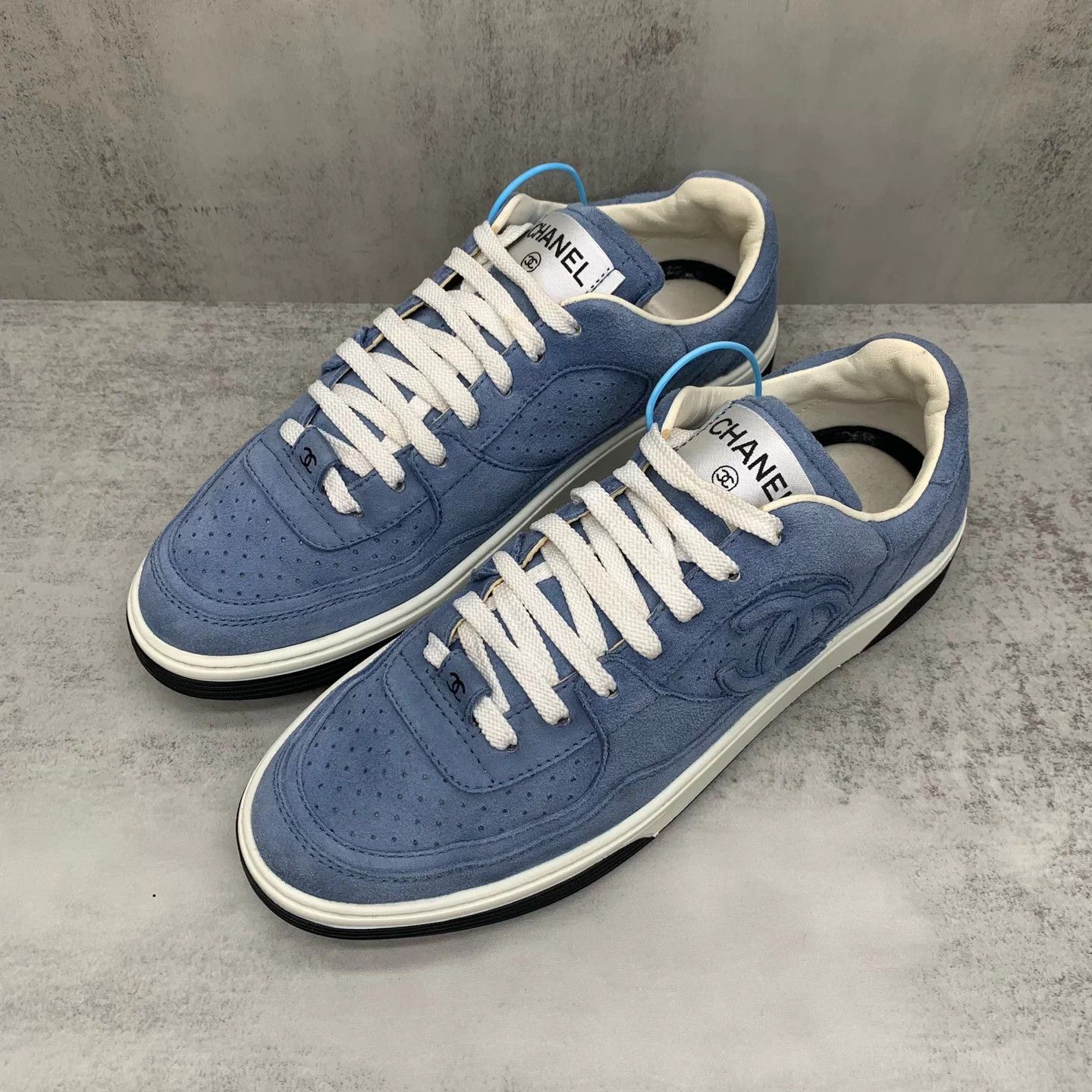 Chanel Chanel Women's Muted Blue Suede Slip-On Sneakers 38 98 New Size US 7 / IT 37 - 1 Thumbnail