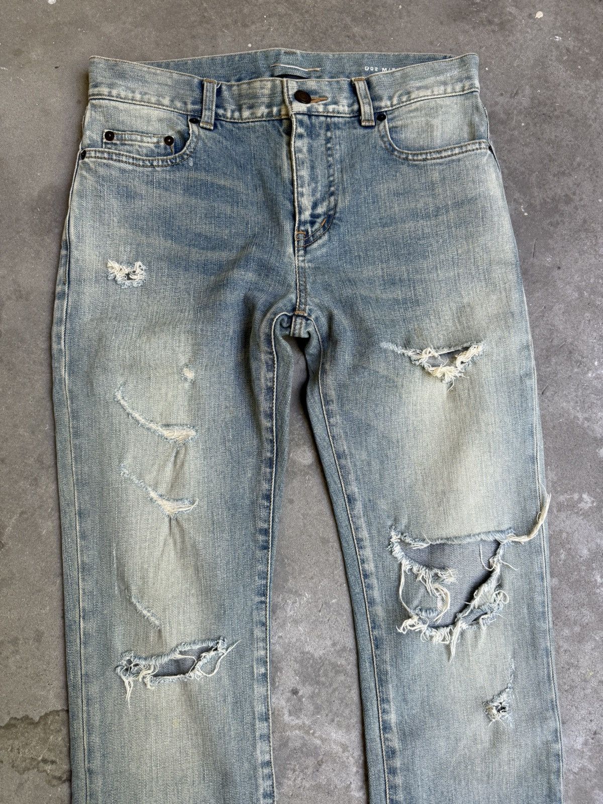 Saint Laurent Paris SS19 Saint Laurent blue distressed crash denim jeans Size US 28 / EU 44 - 3 Thumbnail