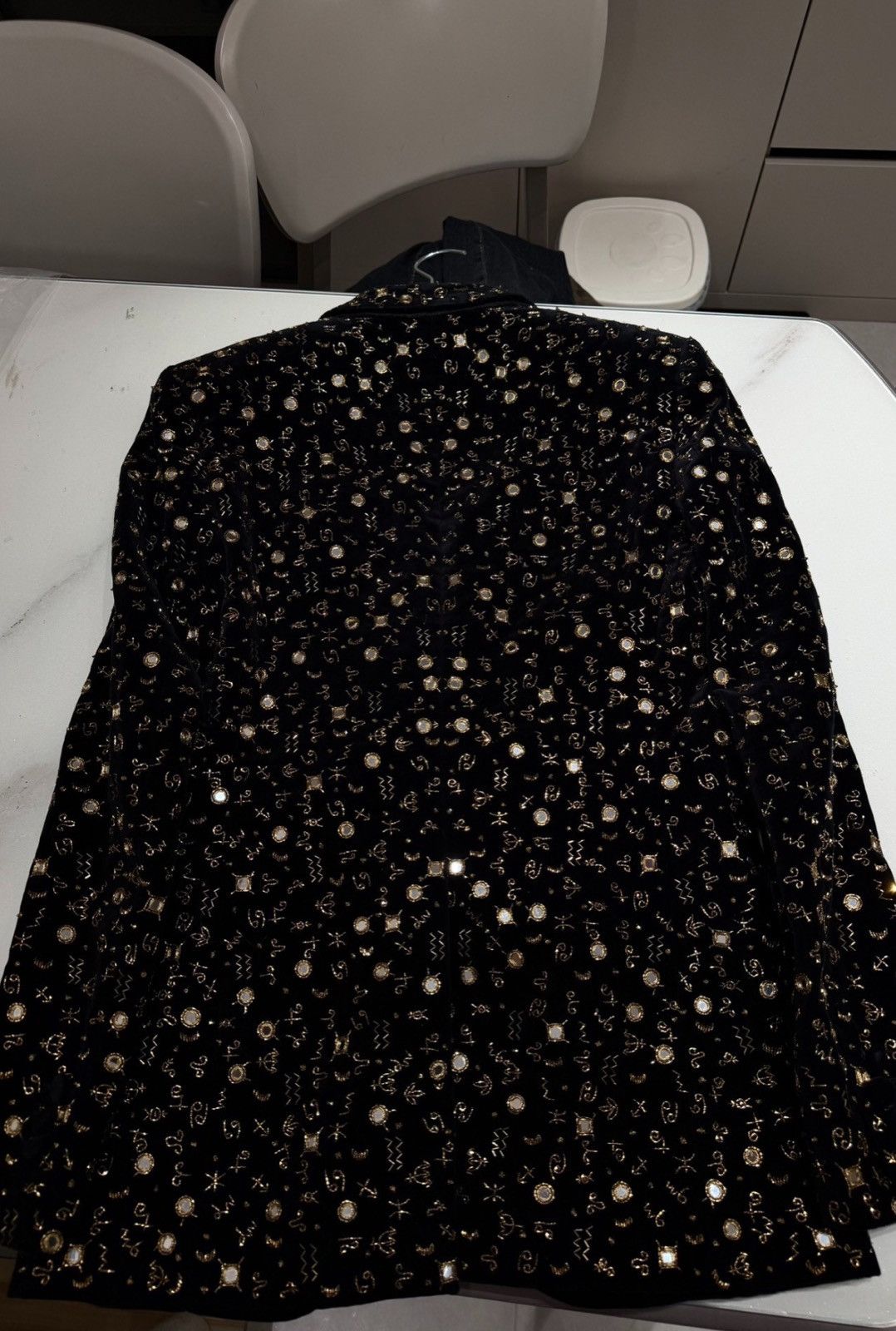 Saint Laurent Paris Saint Laurent 19SS Constellation Black Velvet Beaded Smoking Size 46S - 3 Thumbnail