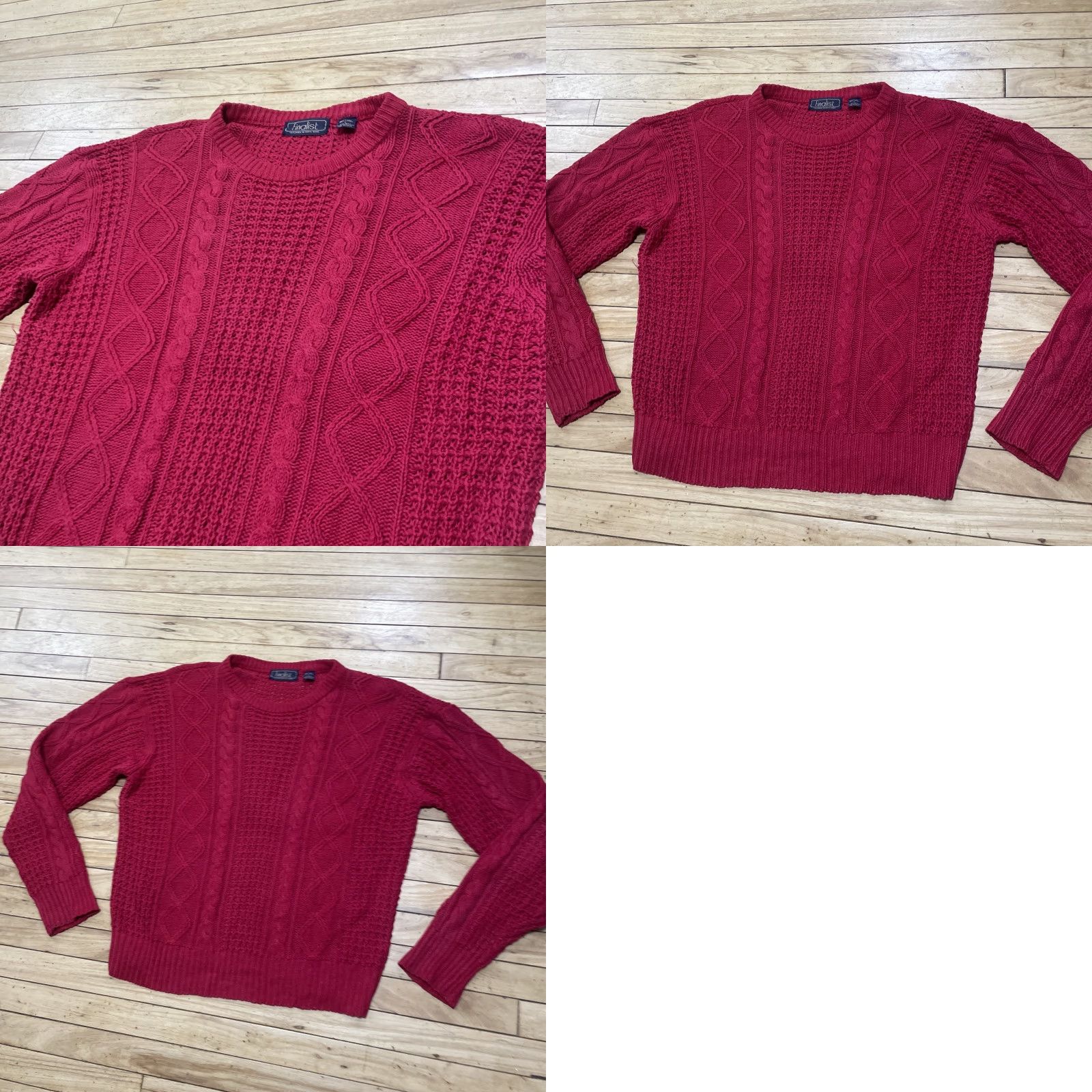 Vintage VINTAGE Finalist Fisherman Sweater Men L Linen Red Christmas Holliday Cable Knit Vtg 90s Shirt Size US L / EU 52-54 / 3 - 11 Thumbnail