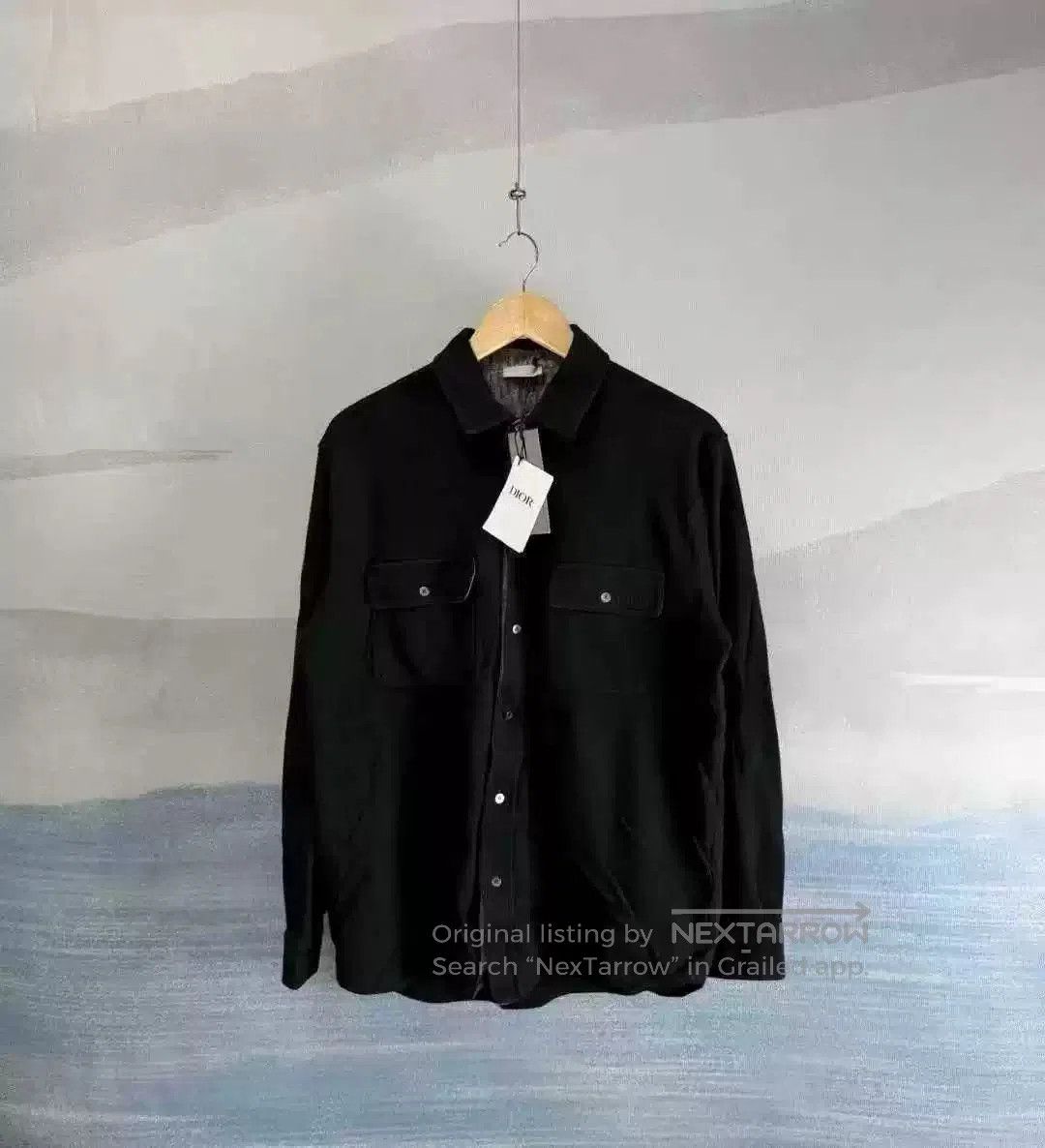 Dior black embroidered wool shirt with pockets. Size US M / EU 48-50 / 2 - 1 Thumbnail