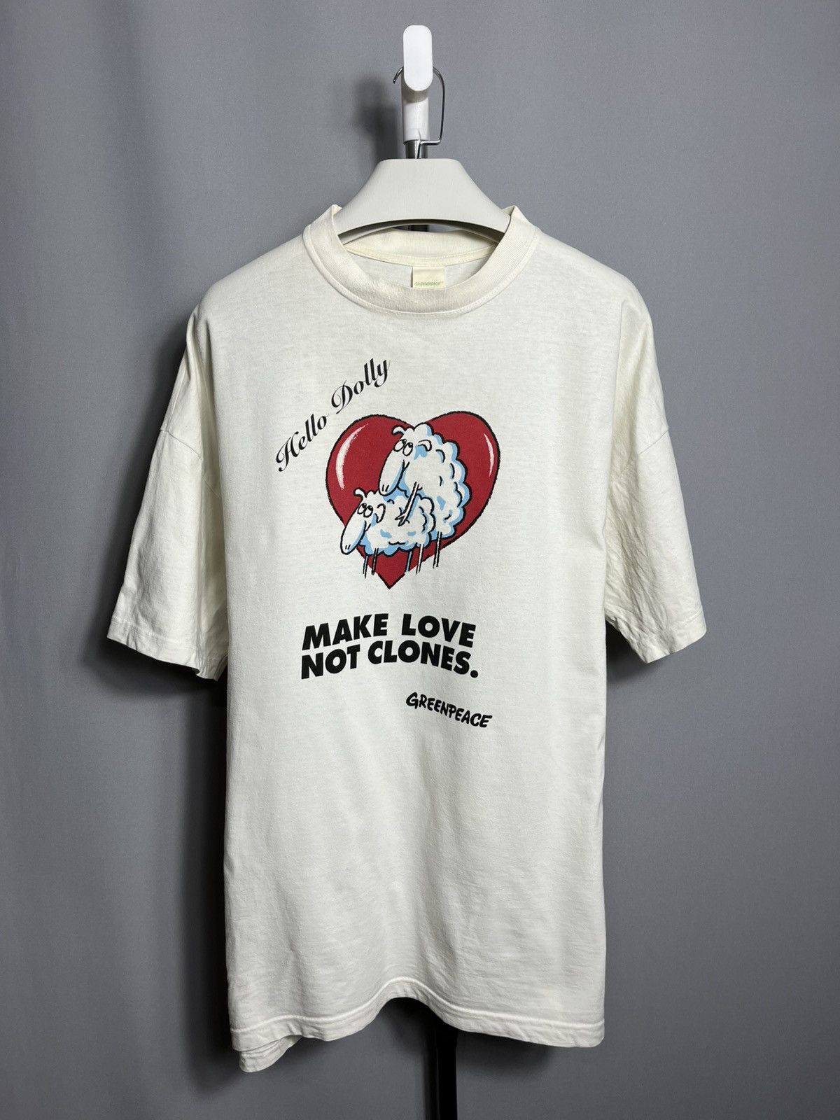 Vintage Greenpeace Hello Dolly Make Love Not Clones. Rare t-shirt Size US XXL / EU 58 / 5 - 1 Thumbnail