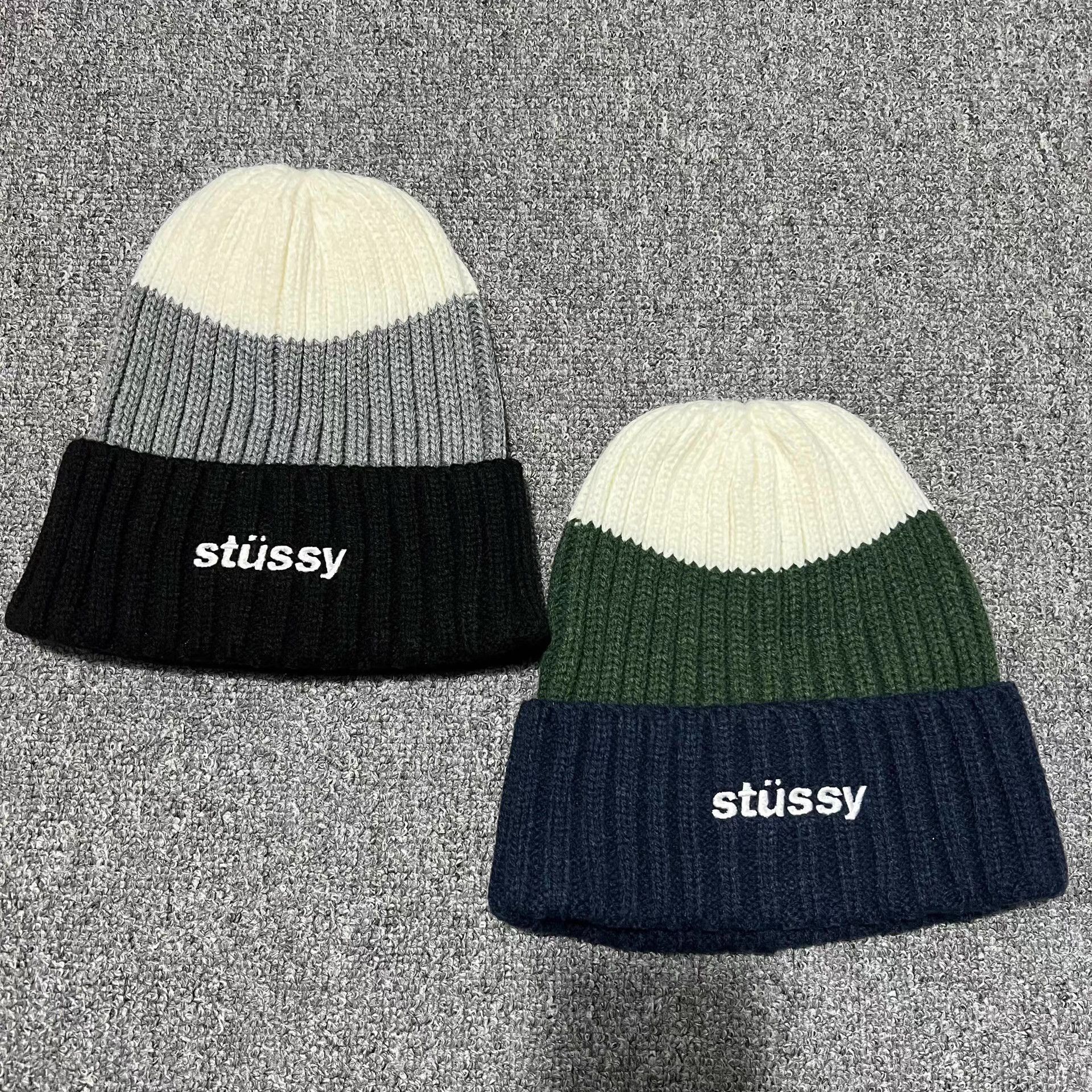 Stussy Stussy contrast color embroidered logo knit beanie Q7 Size ONE SIZE - 1 Thumbnail