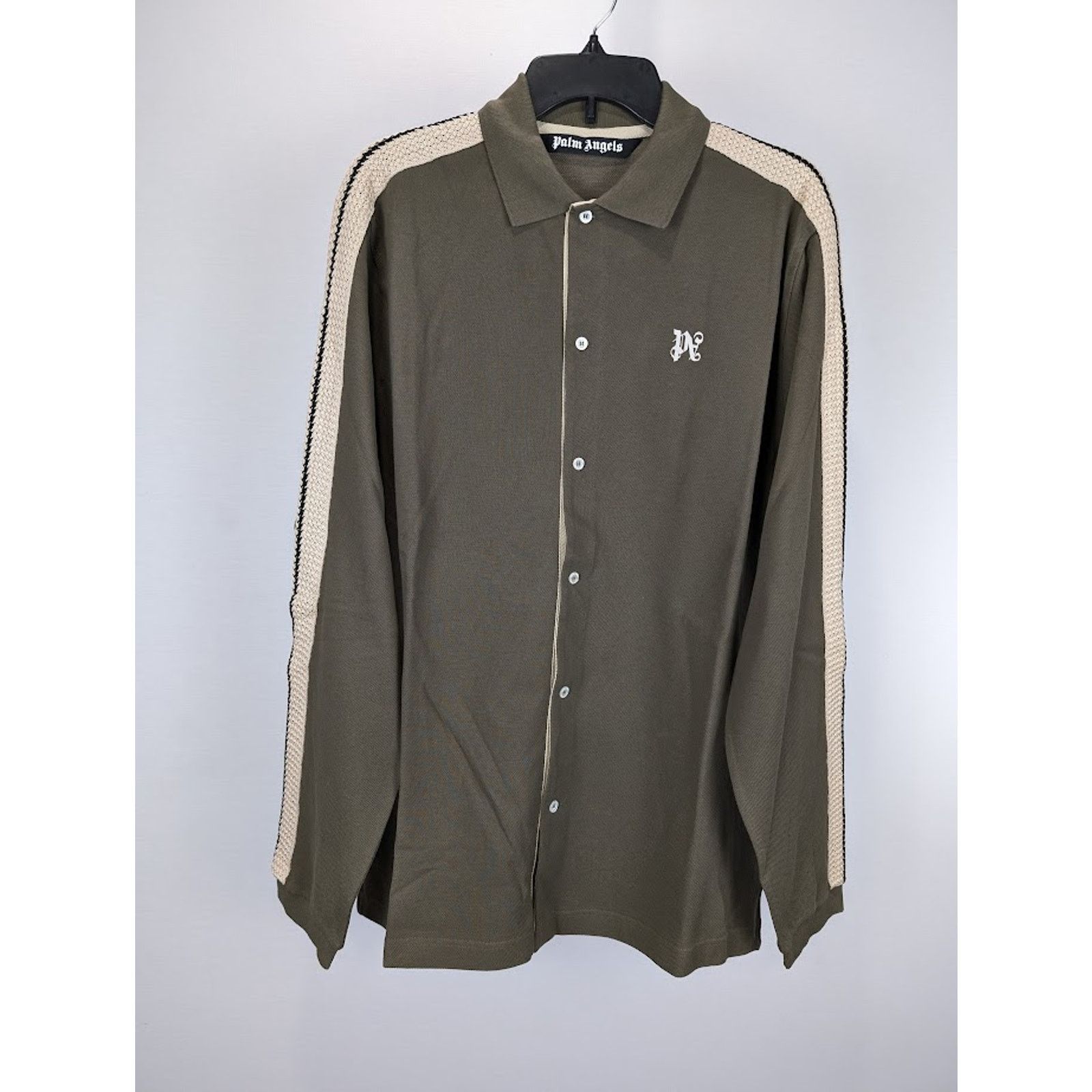 Palm Angels o1rshd1 PA Monogram Piquet Track Shirt in Brown Size US XS / EU 42 / 0 - 3 Thumbnail