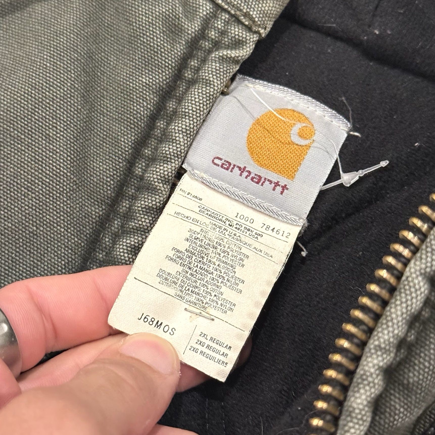 Carhartt VINTAGE Carhartt J68MOS Jacket 2XL Regular Moss Green Quilted Workwear Hooded Bomber Mens Size US XXL / EU 58 / 5 - 3 Thumbnail