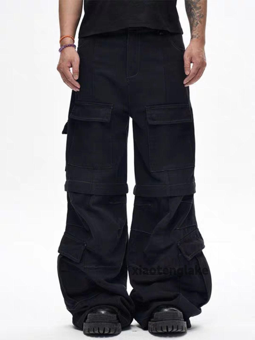 Designer × Japanese Brand × Vintage Unisex patchwork faded loose baggy cargo pants Size US 34 / EU 50 - 9 Thumbnail