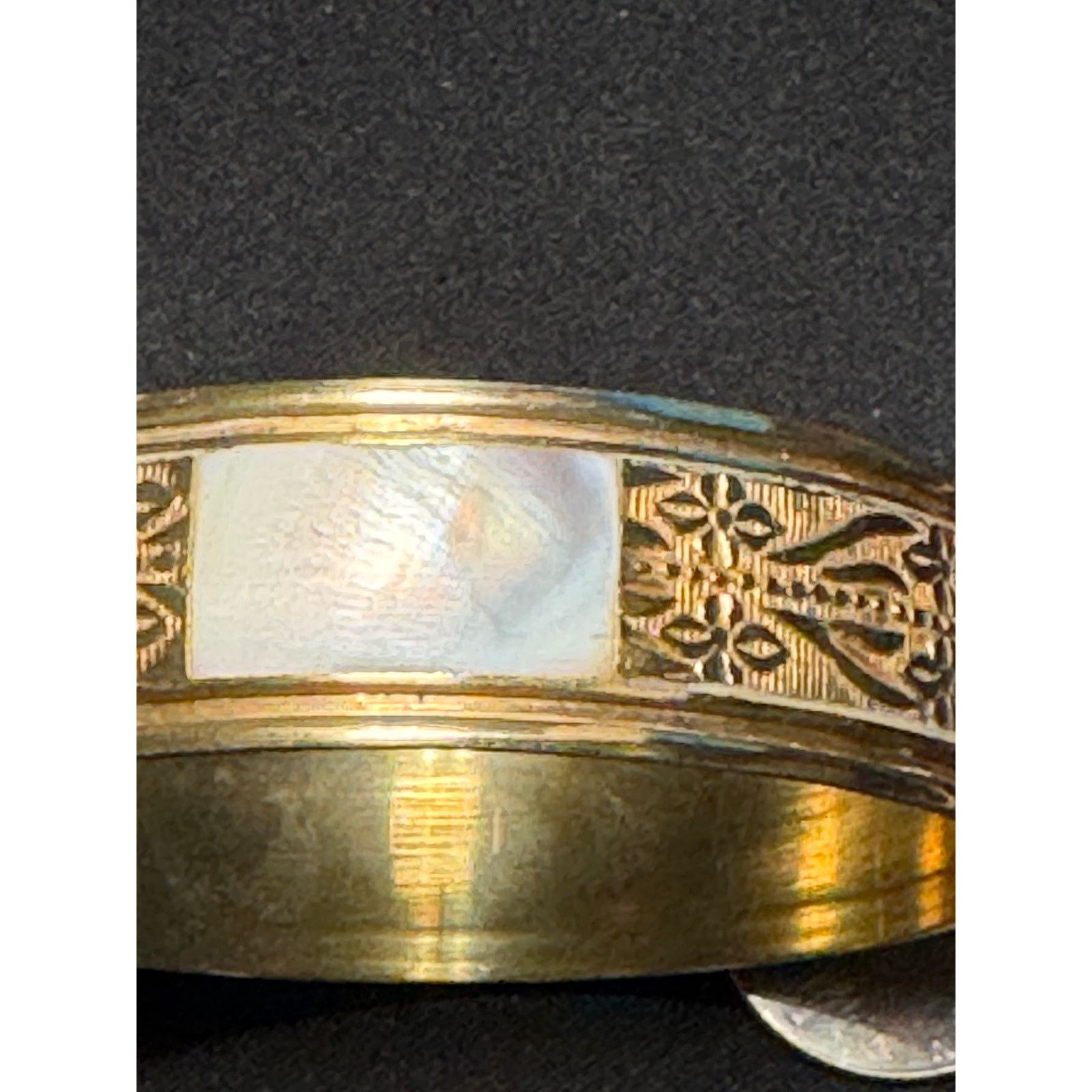 Other Vintage Etched Brass Bangle w/ Elephants and Mother of Pearl Size ONE SIZE - 4 Thumbnail