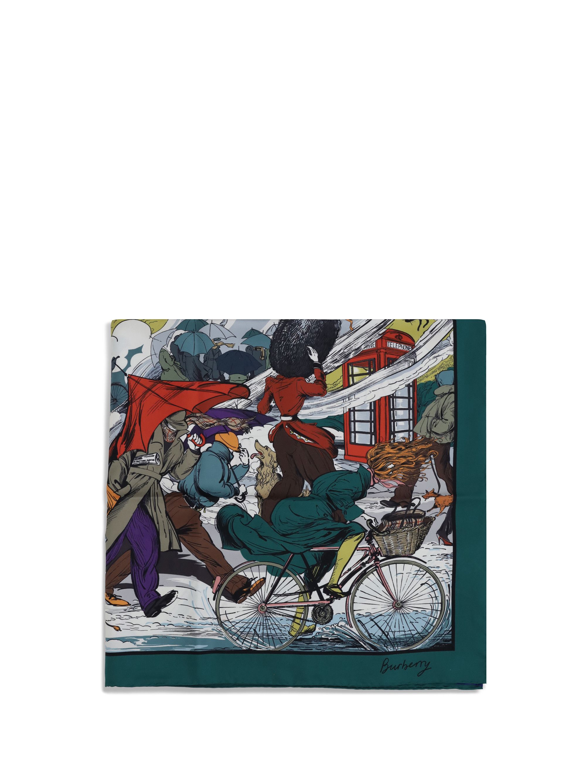 Burberry Raining Cats and Dogs silk Scarf Size ONE SIZE - 1 Thumbnail