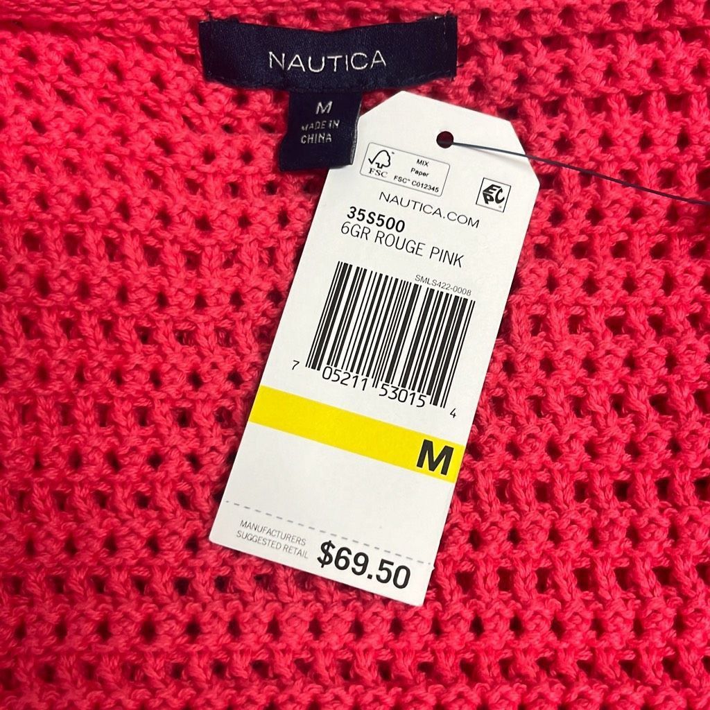 Nautica Nautica Womens Medium Crocheted Pullover Top Pink Square Nec Size M / US 6-8 / IT 42-44 - 6 Thumbnail