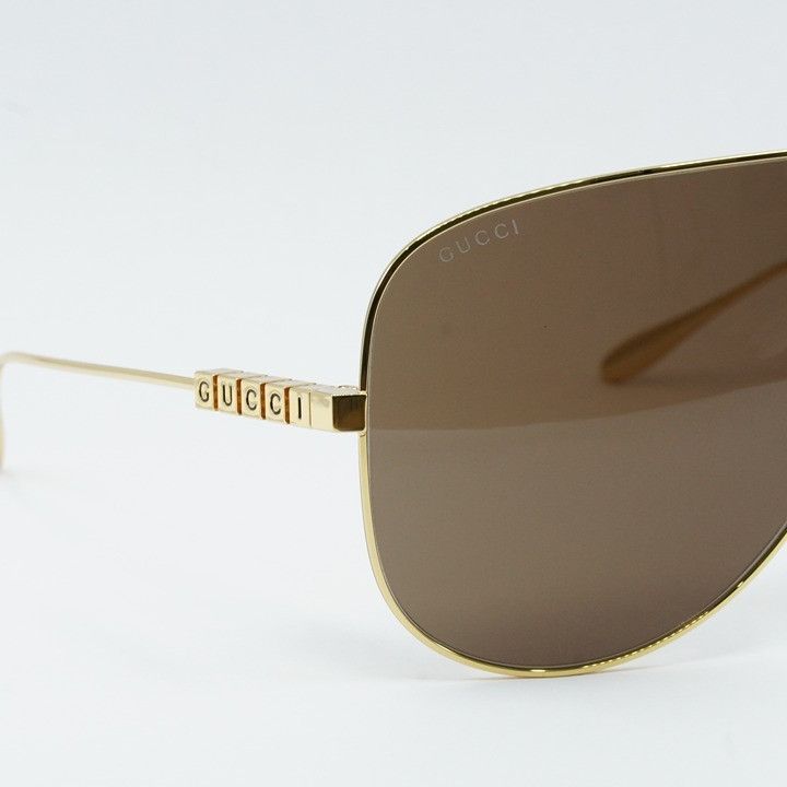 Gucci Gucci GG1436S 002 Sunglasses Gold Shield Frame, Brown Lenses Size ONE SIZE - 10 Thumbnail