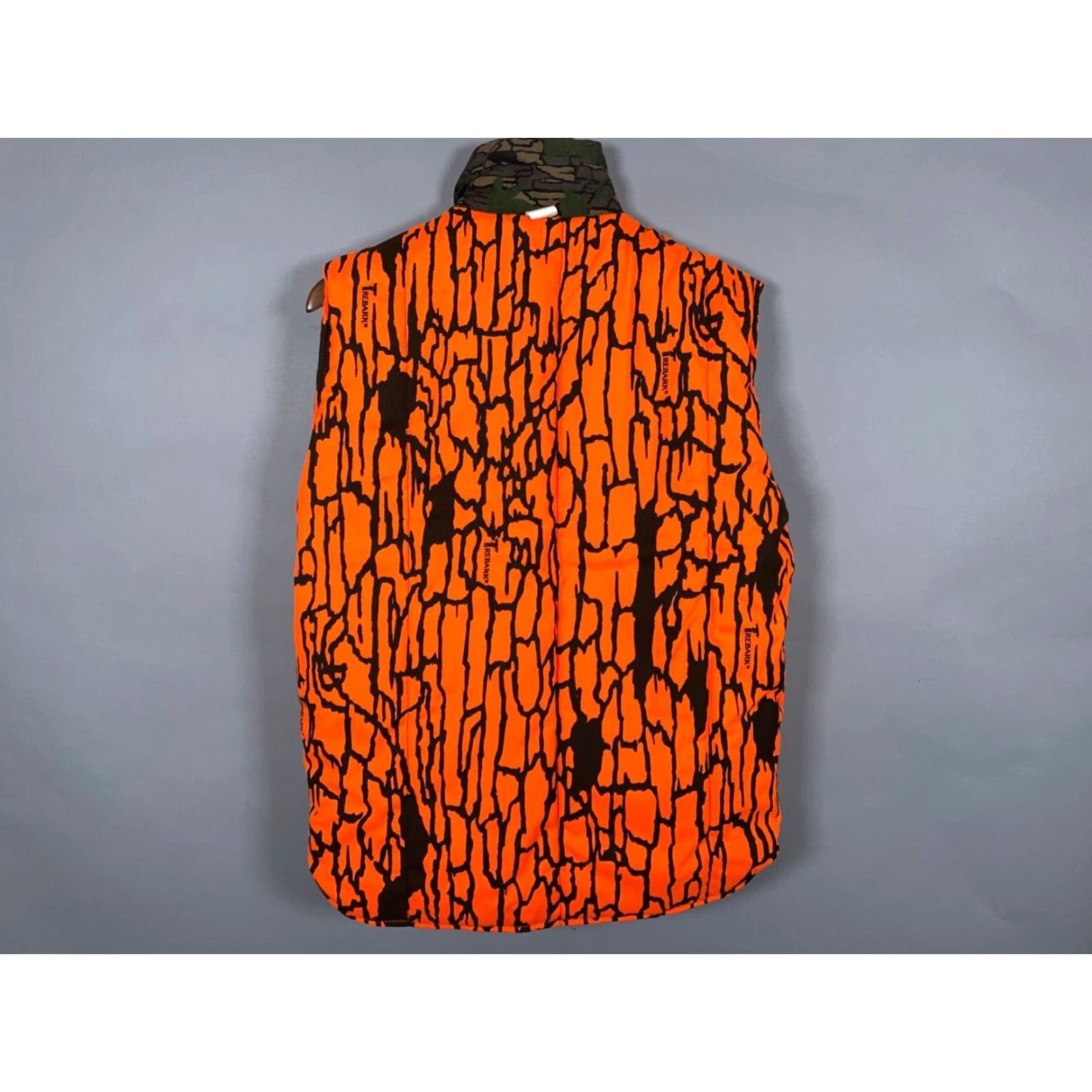 Vintage VTG Pella Reversible Camouflage Vest Zip Up Green Medium Trebark Blaze Orange Size 40R - 5 Thumbnail