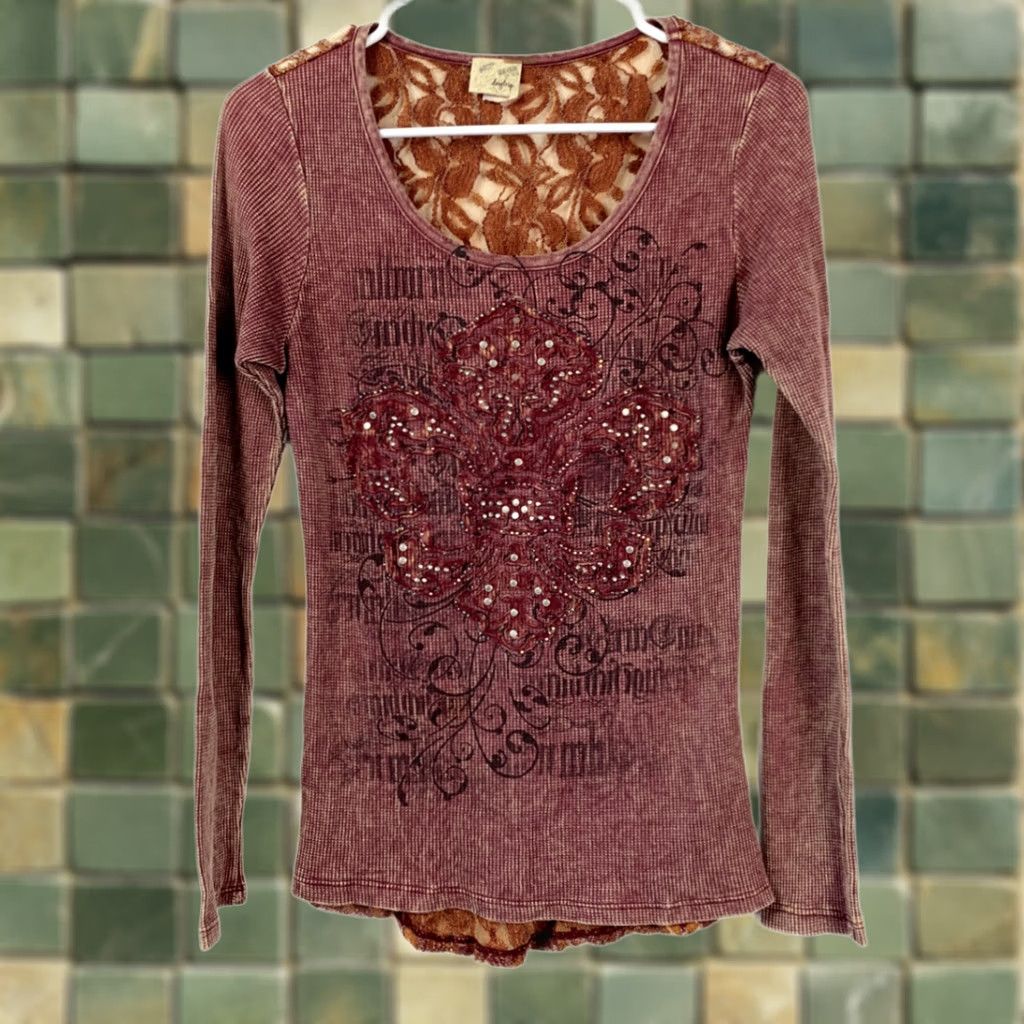 Vintage Y2K Daytrip Thermal Shirt Women's M Lace Back Twilightcore Fairy Size M / US 6-8 / IT 42-44 - 1 Thumbnail