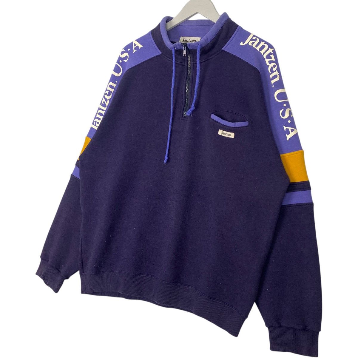 Vintage Vintage 90s Jantzen Sweatshirt Half Zip Collar Purple SizeLL Size US L / EU 52-54 / 3 - 2 Thumbnail
