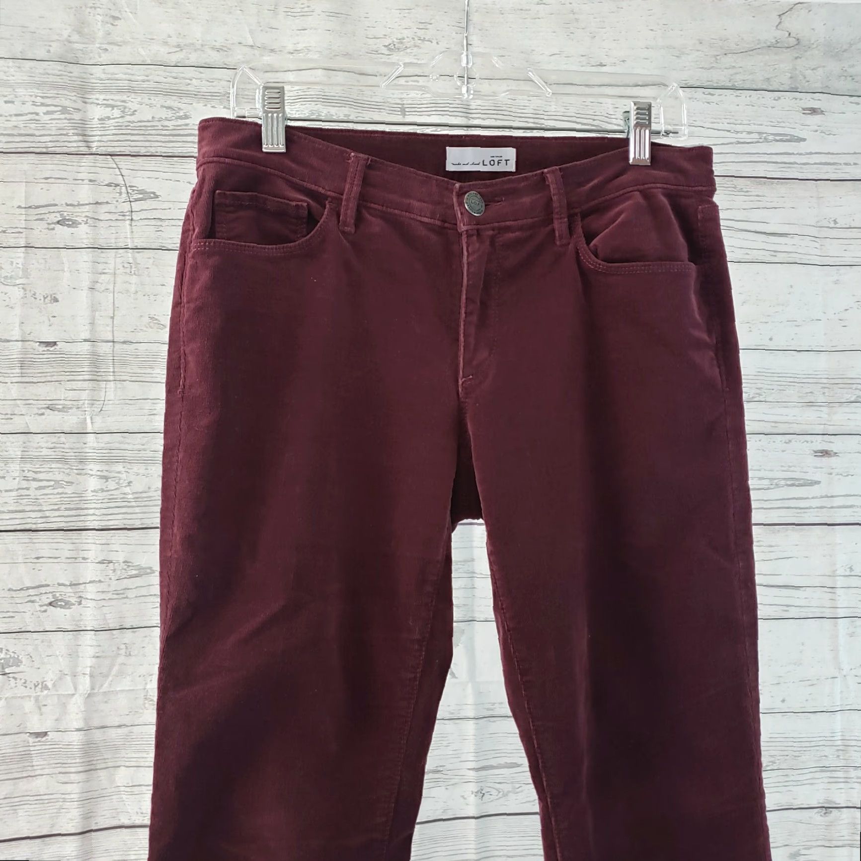 Loft LOFT Ann Taylor Womens Modern Skinny Corduroy Pants Sz 28 Maroon Low Rise Red Cotton Blend 98% Cotton 2% Spandex Skinny Inseam 29.5" Womens Size 28" / US 6 / IT 42 - 2 Thumbnail