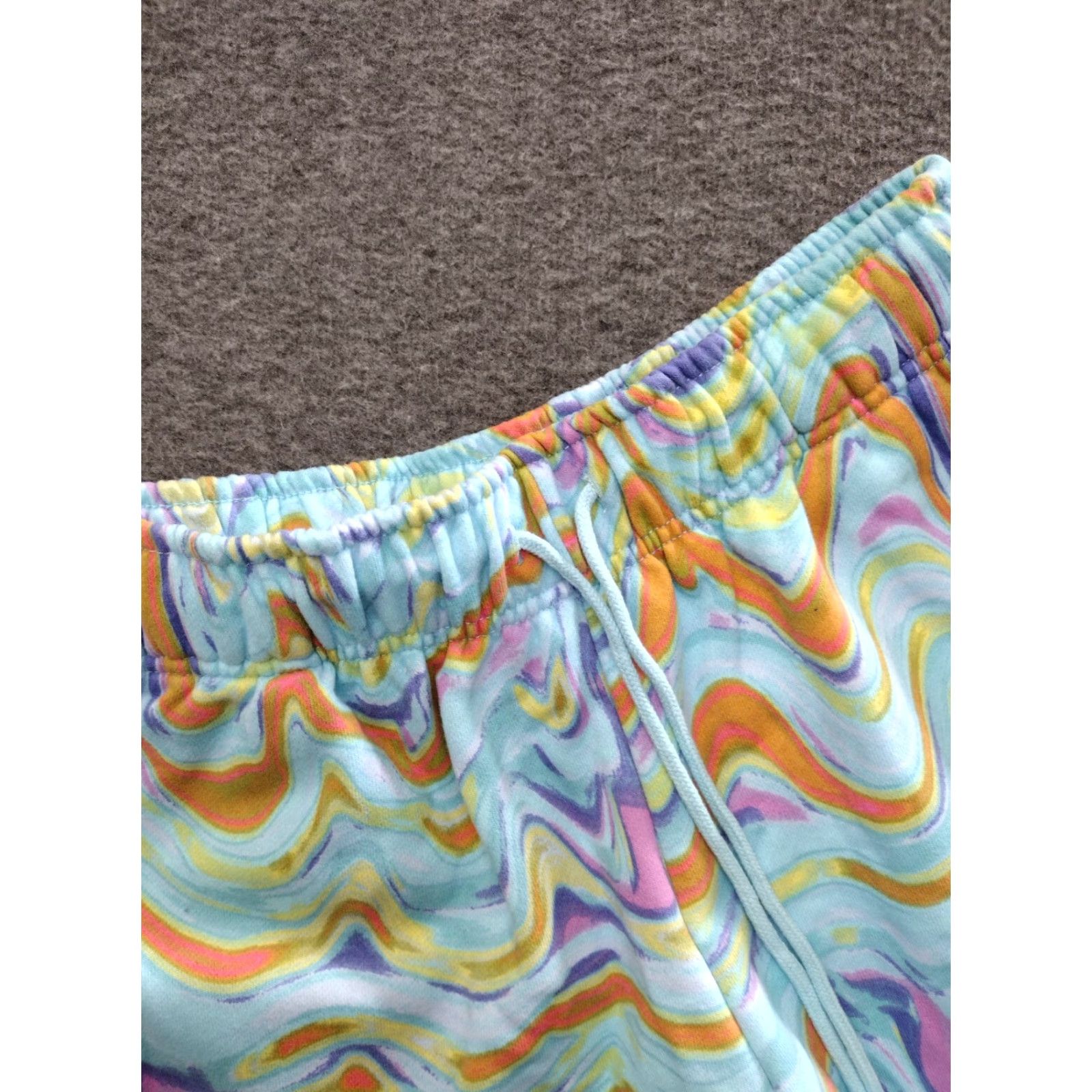 Vintage VINTAGE Wild Fable High-Rise Dolphin Shorts Aqua Swirl Women's S Aqua Swirl 80s 2.0 Inseam Drawstring Athletic Sweat Walking Shorts Womens S/M? Size 28" / US 6 / IT 42 - 3 Thumbnail