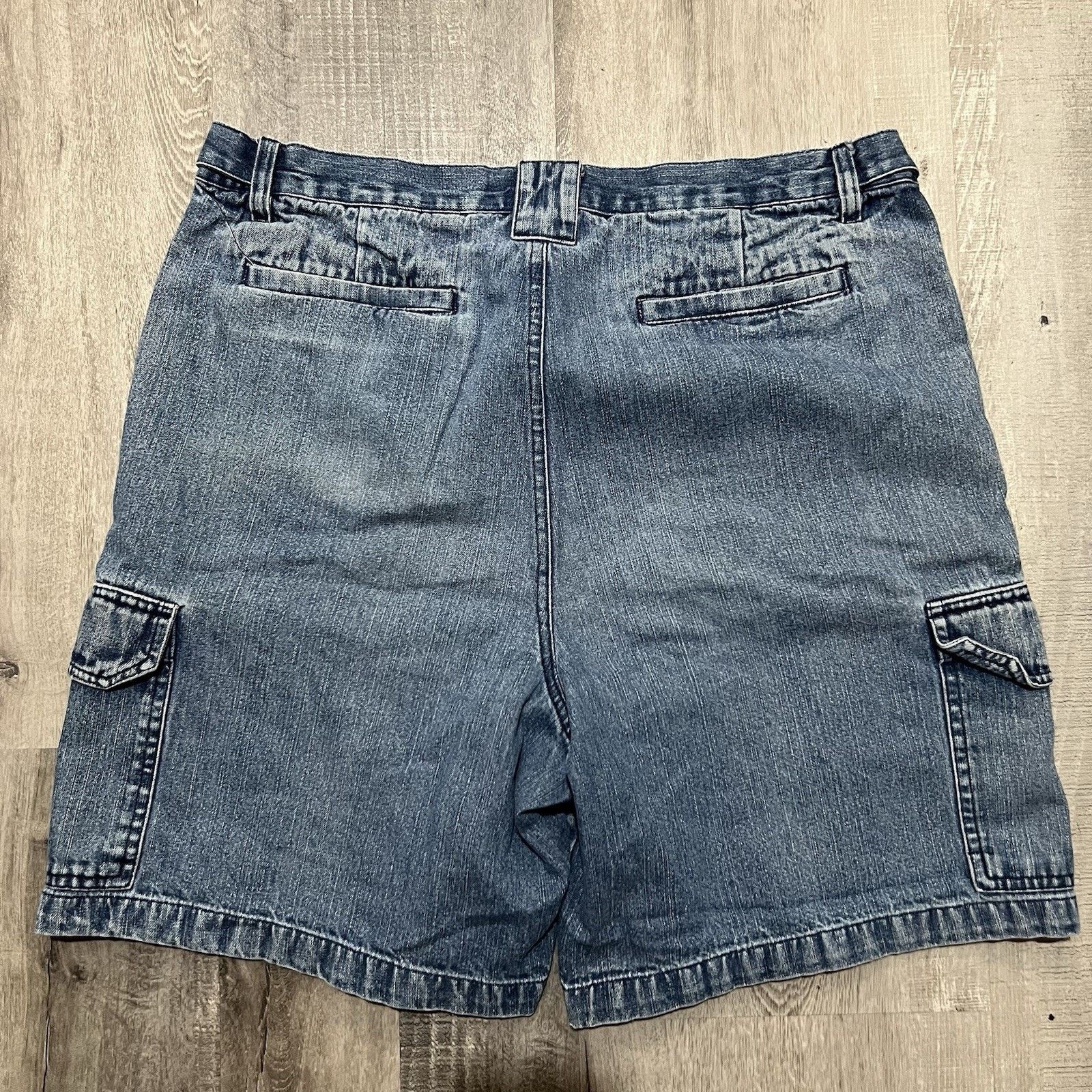 Vintage VTG Consensus Cargo Denim Shorts 90s Blue Mens Skater Jorts Size US 36 / EU 52 - 3 Thumbnail