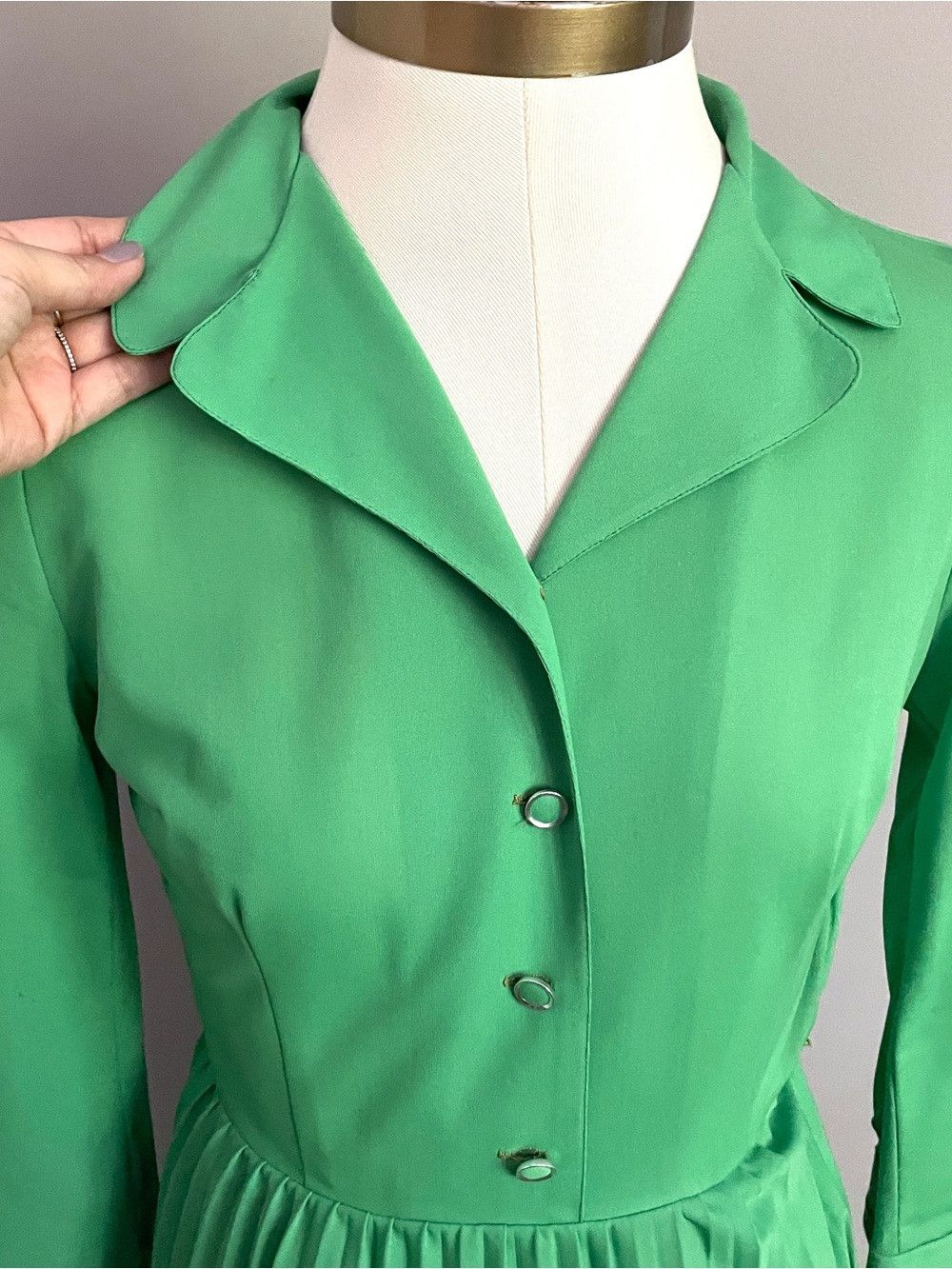 Vintage Vintage Kelly Green Long Sleeve Midi Dress - Small / 6 Size S / US 4 / IT 40 - 3 Thumbnail