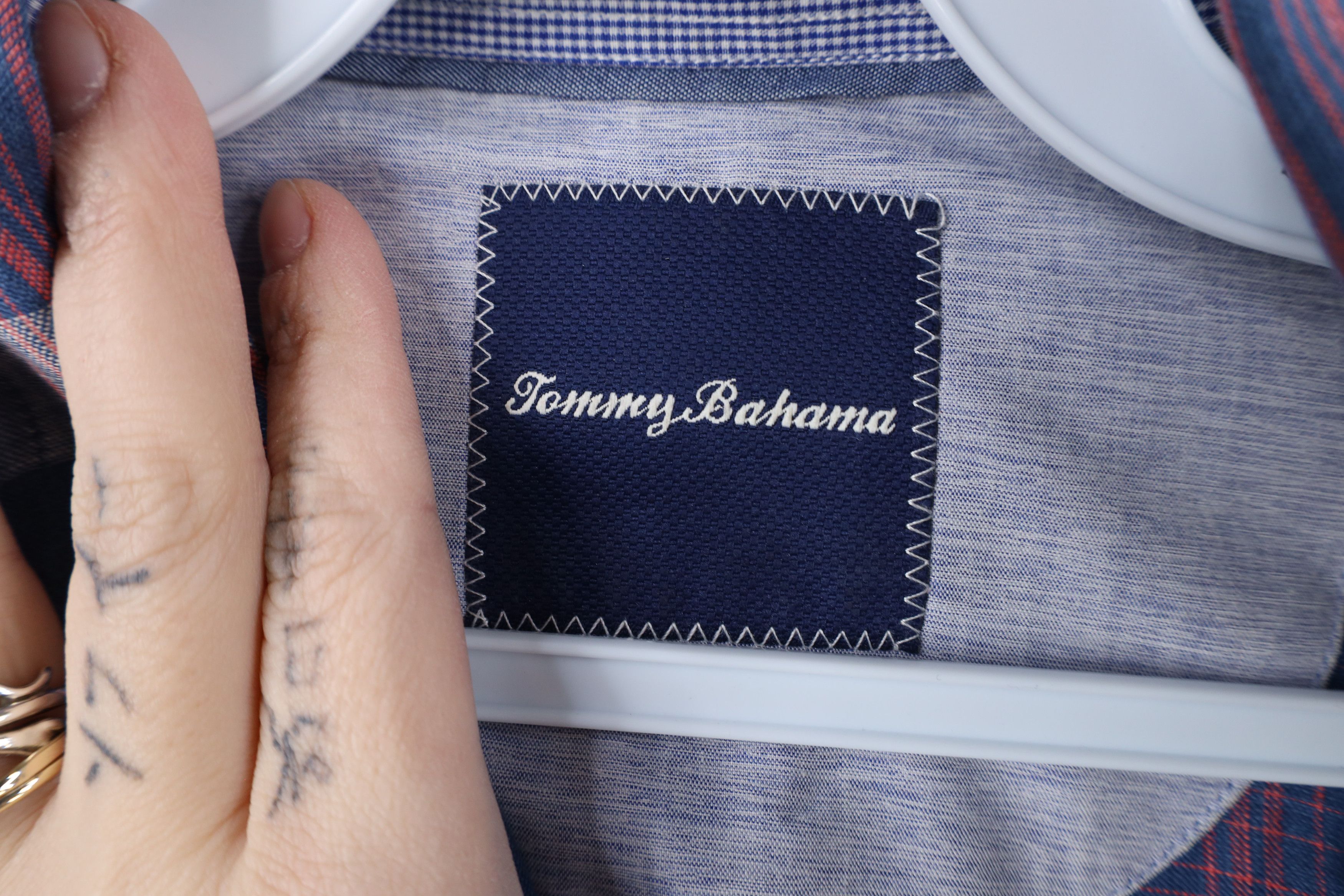 Tommy Bahama × Vintage Tommy Bahama Linen Blend Collared Button Shirt Plaid Size US L / EU 52-54 / 3 - 7 Thumbnail