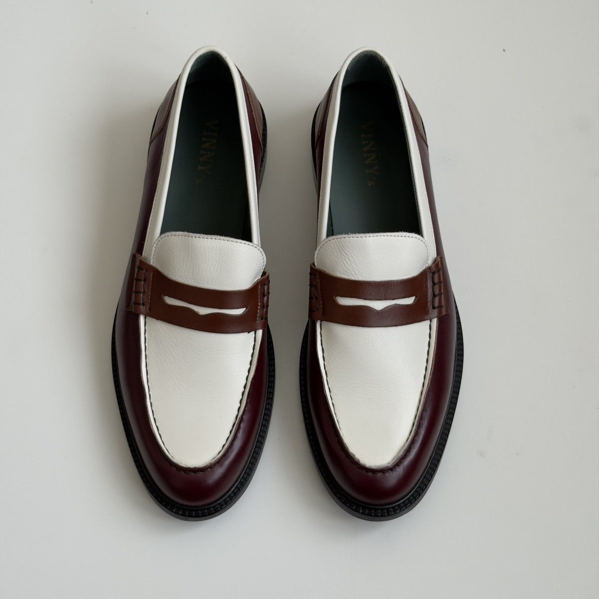 VINNY's VINNY'S Burgundy and white leather loafers Size US 12 / EU 45 - 1 Thumbnail