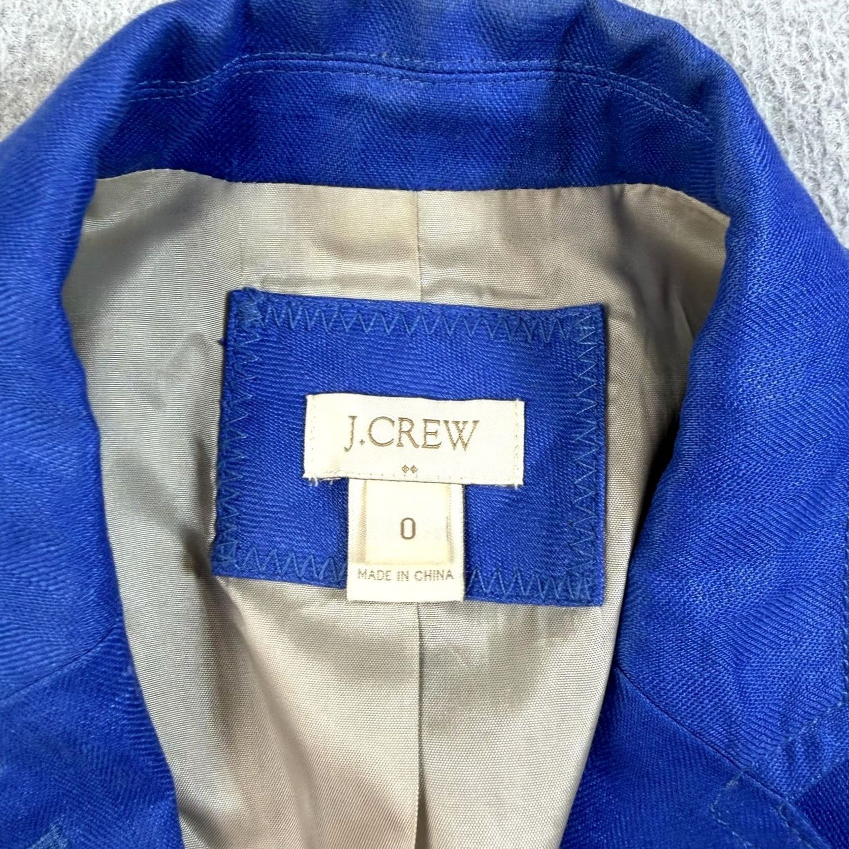 J.Crew J.CREW Blazer Women 0 Linen Button Two-Button Notch Front Petite Office Career Lightweight Blue Jacket Size XS / US 0-2 / IT 36-38 - 3 Thumbnail