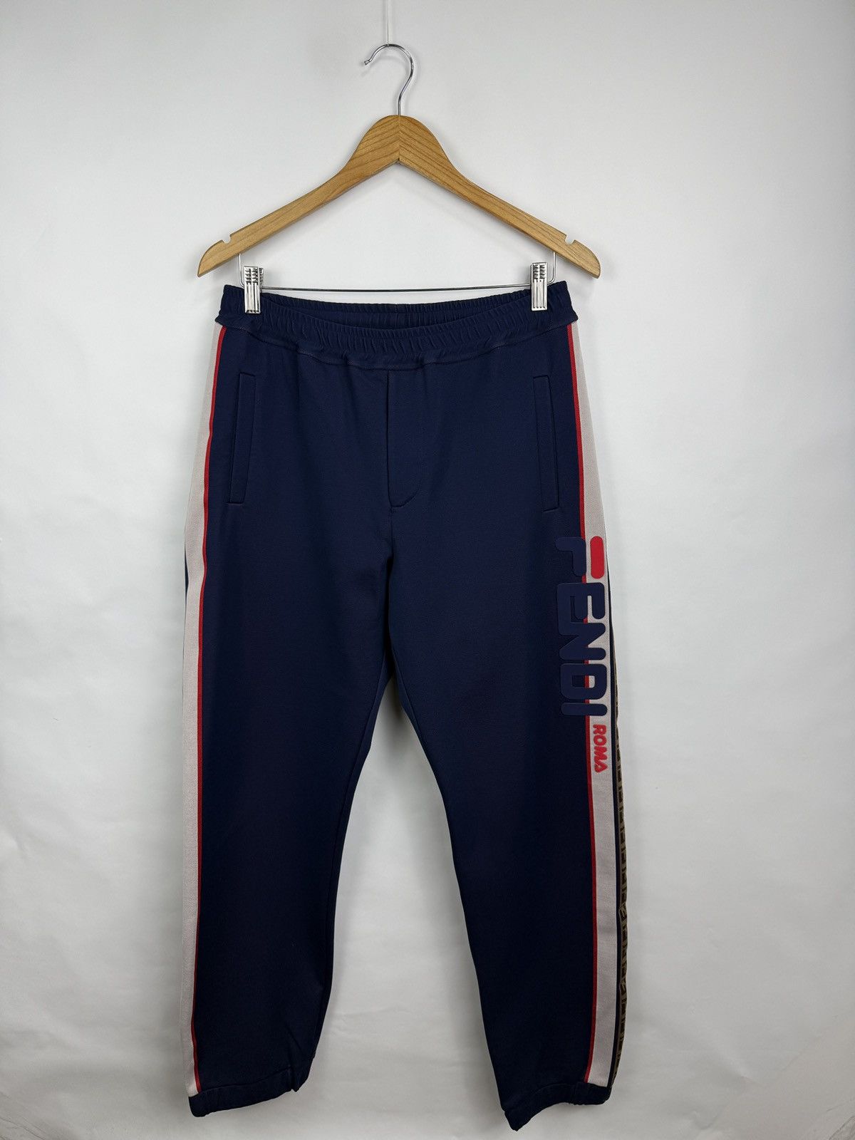 Fendi 🇮🇹 Fendi Fila FF Monogram Stripe Track Pants Made in Italy Size US 32 / EU 48 - 3 Thumbnail