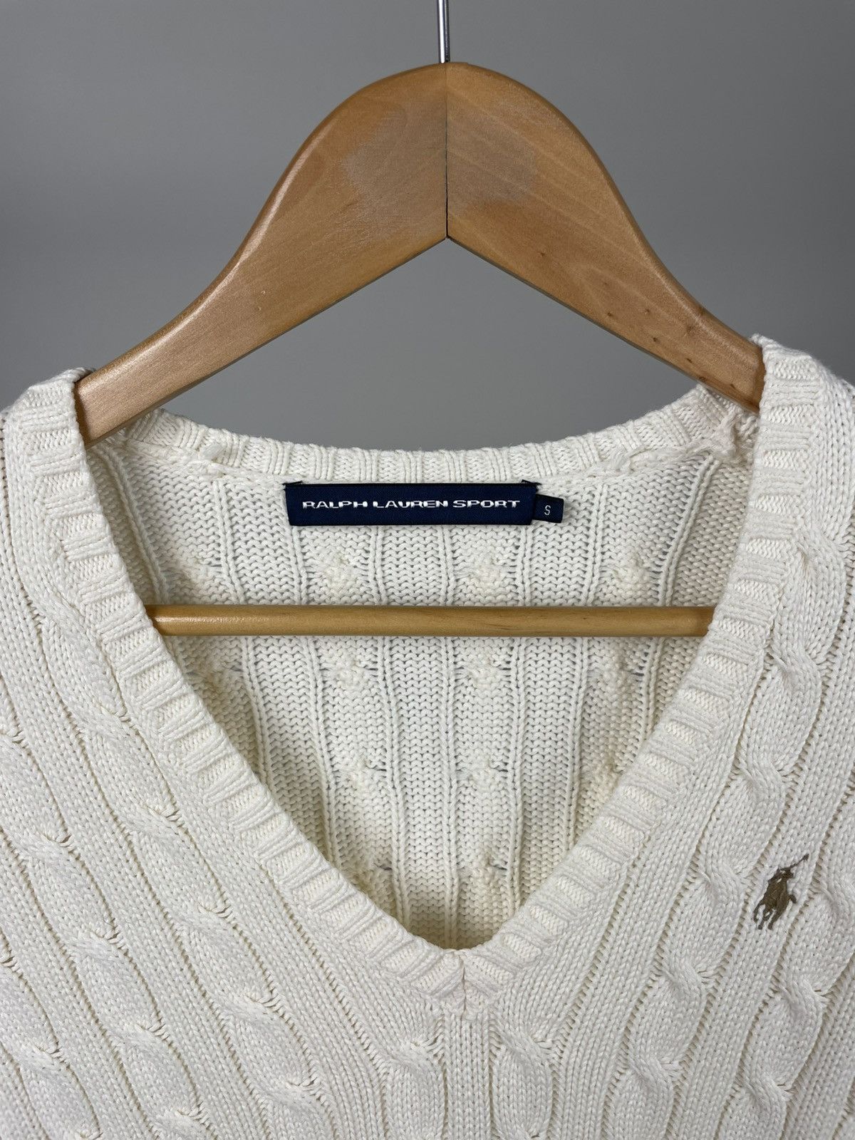 Polo Ralph Lauren × Ralph Lauren × Vintage Polo Ralph Lauren cable knit cotton v neck sweater women’s Size S / US 4 / IT 40 - 6 Thumbnail