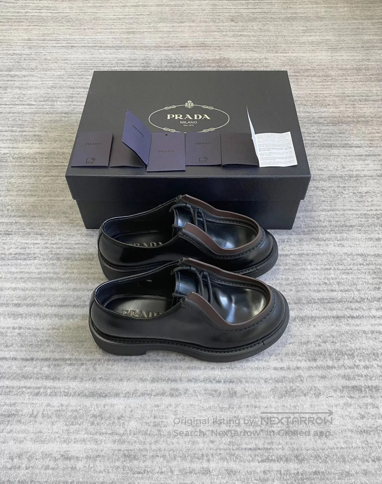 Prada prada raf simons black derby leather shoes. Size US 6 / EU 39 - 2 Thumbnail