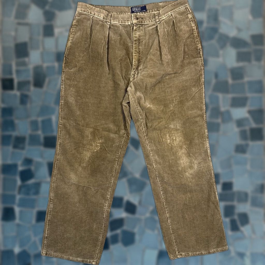 Polo Ralph Lauren VINTAGE Polo Ralph Lauren Pants Mens 36x32 Brown Corduroy 90s Chino Trousers Size US M / EU 48-50 / 2 - 1 Thumbnail