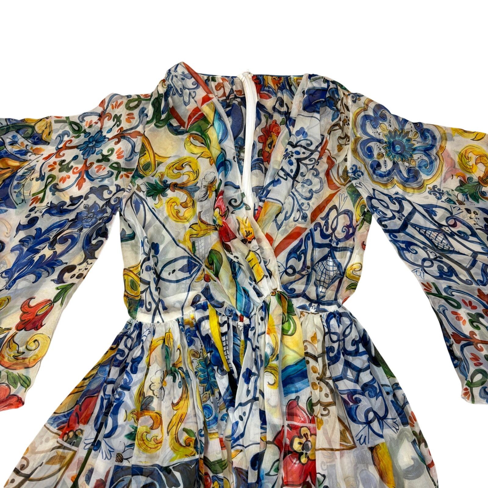 Dolce & Gabbana Dolce & Gabbana Majolica Silk Wide Sleeves Dress Women's 40 Size S / US 4 / IT 40 - 3 Thumbnail