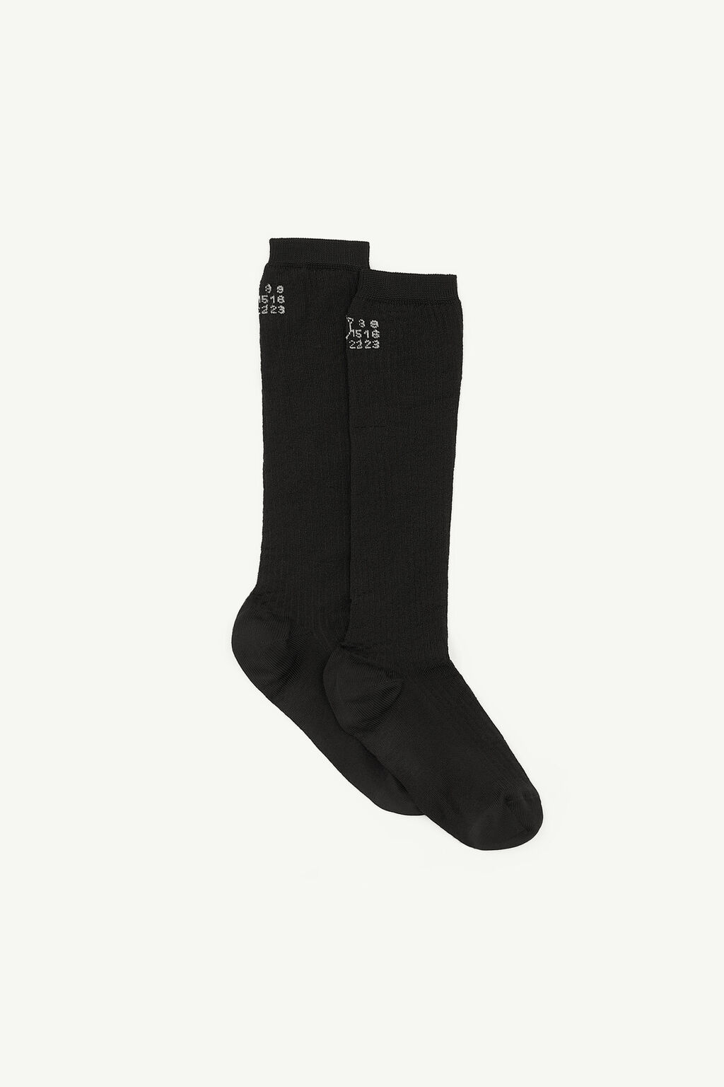 Maison Margiela MM6 Numeric Ribbed Over-the-Calf Socks - Black - S Size ONE SIZE - 2 Thumbnail