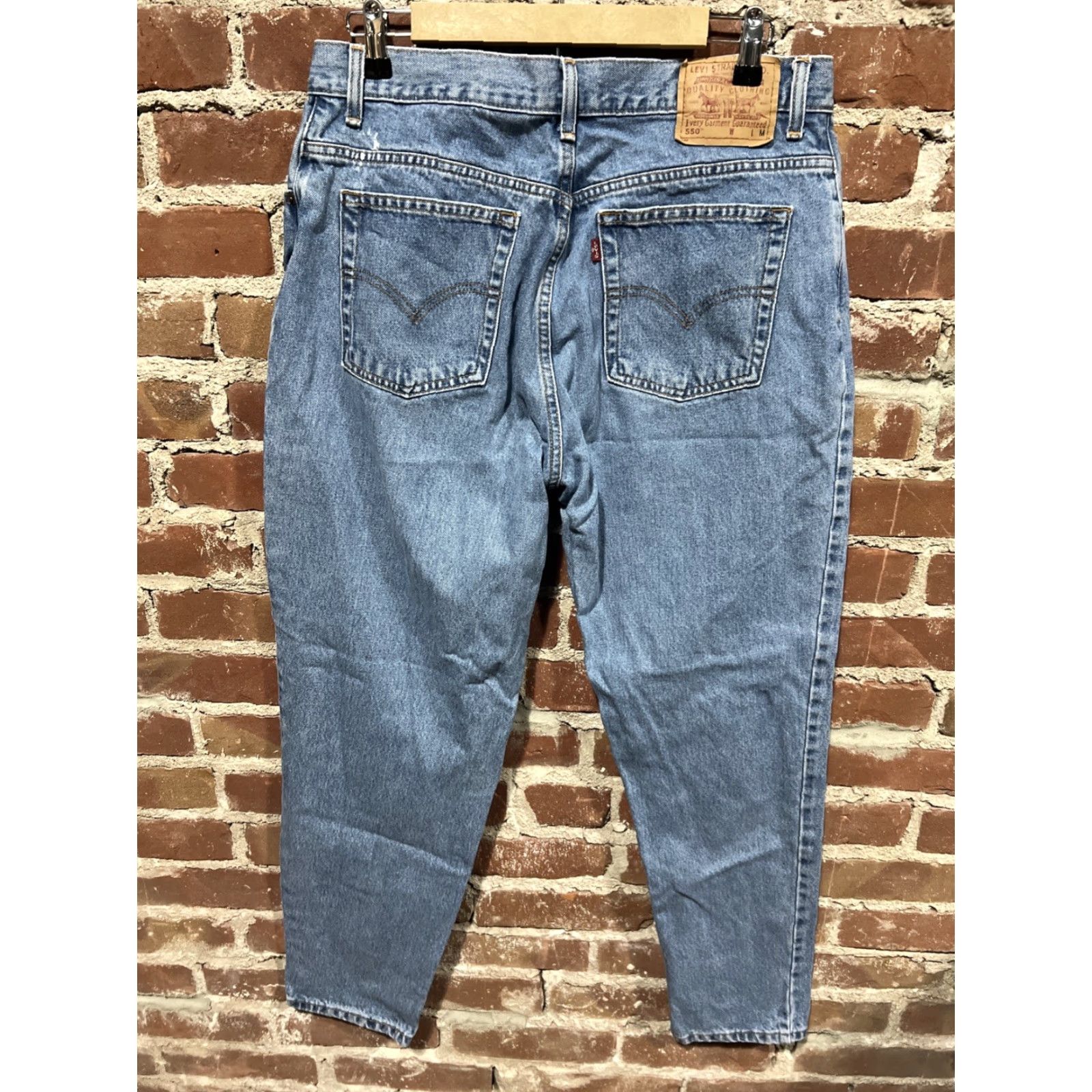 Levi's VINTAGE Levi's 550 Jeans Relaxed Tapered High Waist 16 Blue Women's 90s 30in - 1990s 550 Model Regular Rise Size 38" / US 16 / IT 52 - 3 Thumbnail