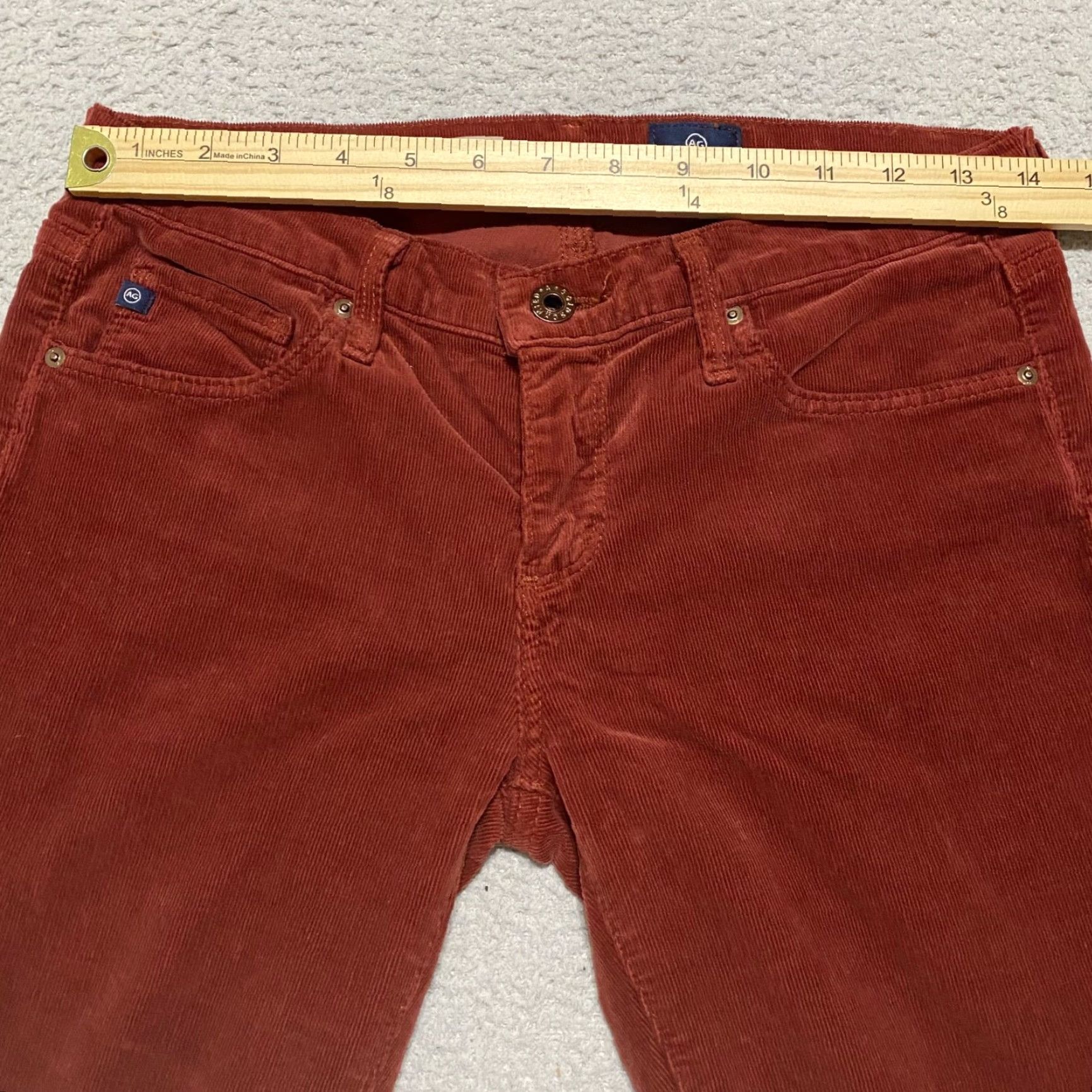Vintage VINTAGE AG Adriano Goldschmied Womens Jeans 27P Stevie Slim Straight Red Corduroy 5-Pocket Design Mens? Size 27" / US 4 / IT 40 - 5 Thumbnail