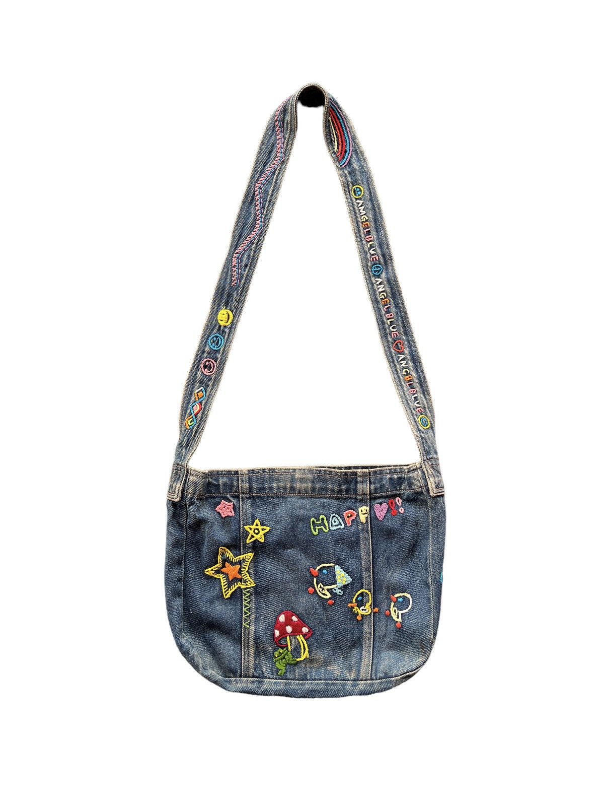 Angel Blue 1990 Angel Blue Embroidery Denim Sling Bag Size ONE SIZE - 9 Thumbnail