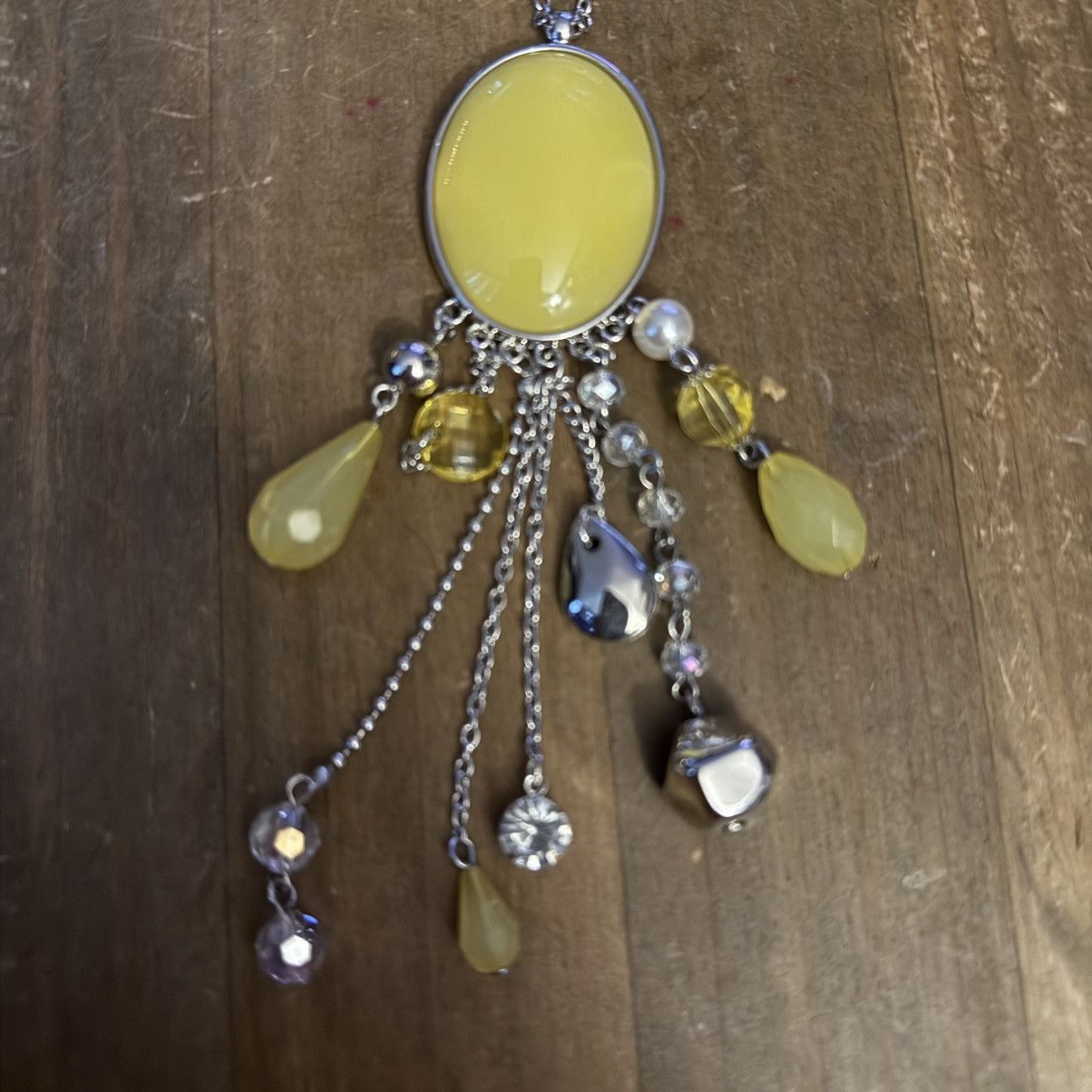 Other Silver tone yellow pendant charm tassel necklace Size ONE SIZE - 4 Thumbnail
