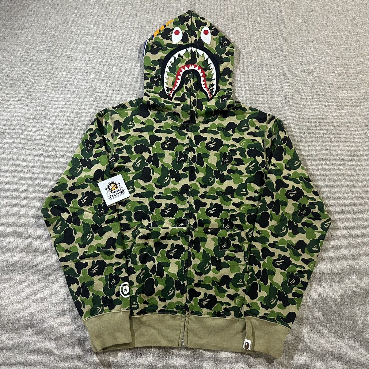 image of Bape Shark Abc Green Camo Full Zip Hoodie, Men's (Size XL)