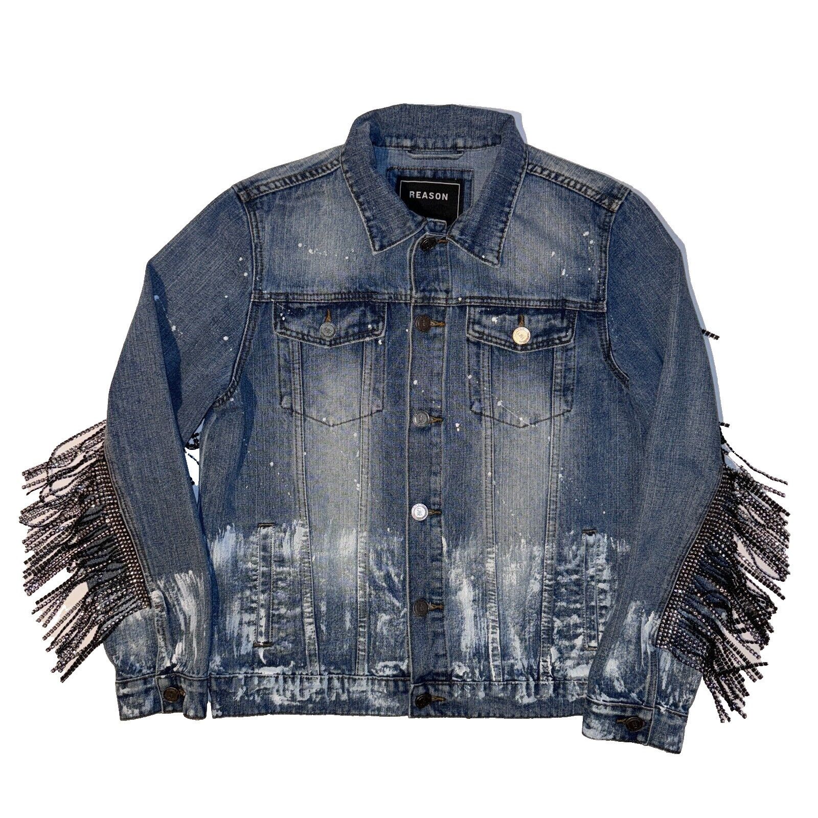 Reason Reasons Denim Cowgirl Jacket - M - Rhinestone Tassel Paint S Size M / US 6-8 / IT 42-44 - 1 Thumbnail