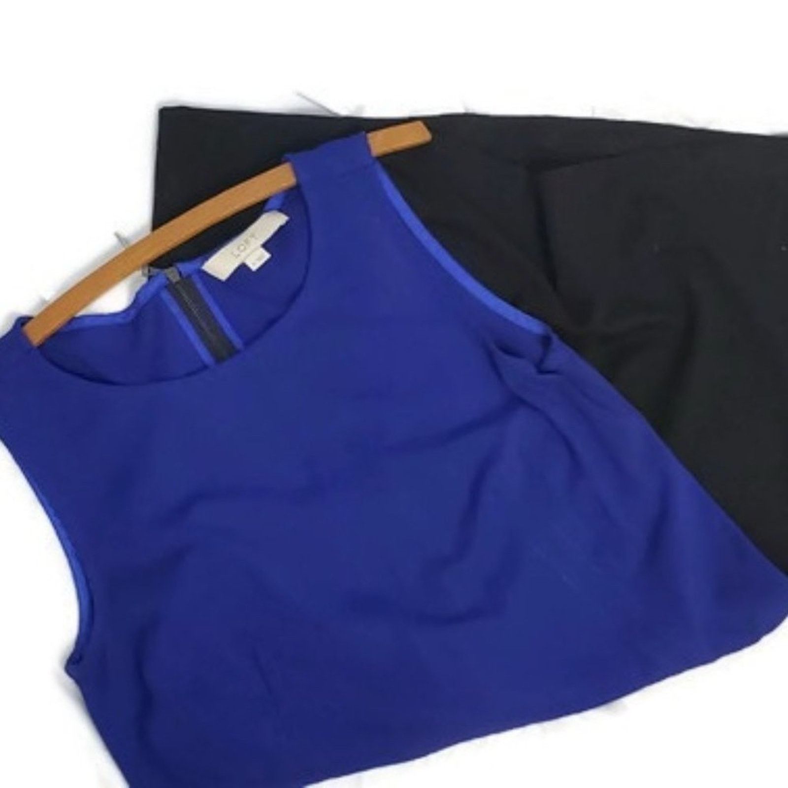 Loft Ann Taylor LOFT | Blue and Black Shift Dress | Size 4 Size S / US 4 / IT 40 - 2 Thumbnail