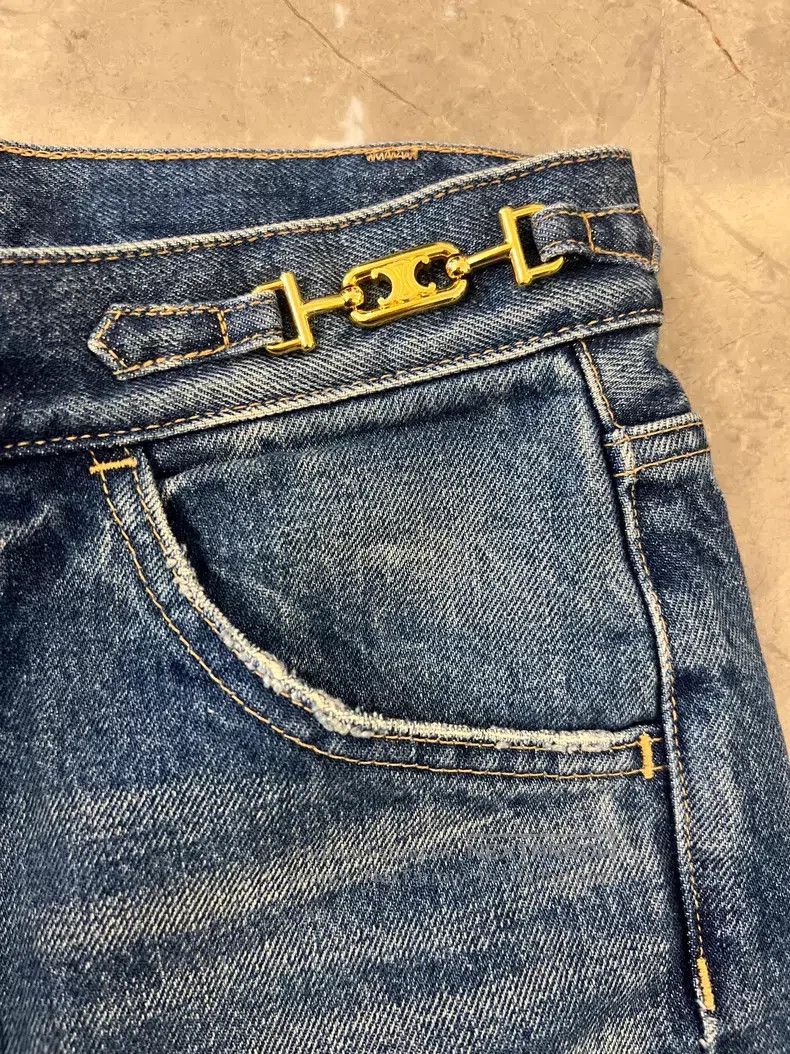 Celine CELINE Lock Buckle Gold Label Flare Jeans Size US 27 - 3 Thumbnail