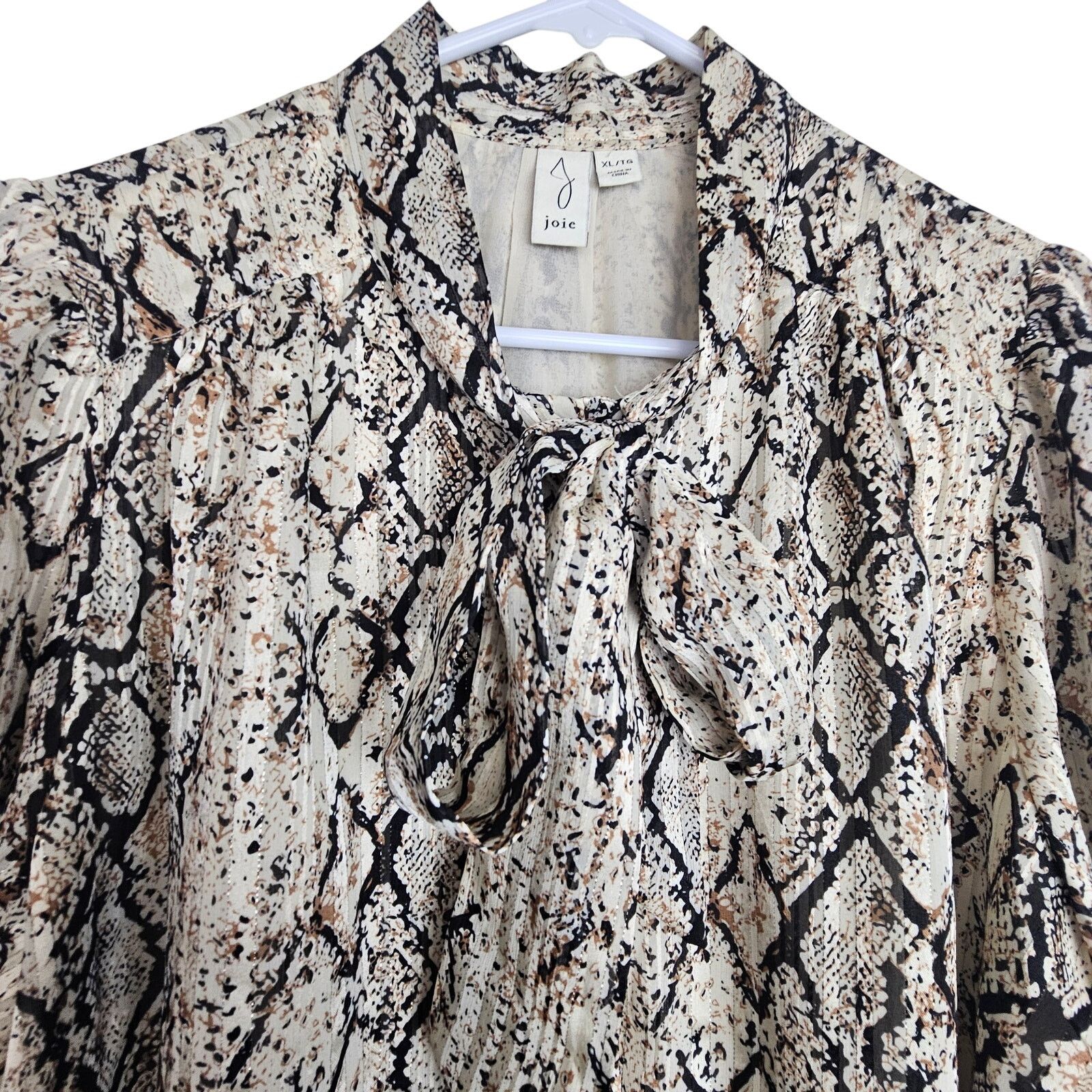 Joie Joie Womens Snake Print Blouse XL Mob Wife Office Siren Size XL / US 12-14 / IT 48-50 - 2 Thumbnail